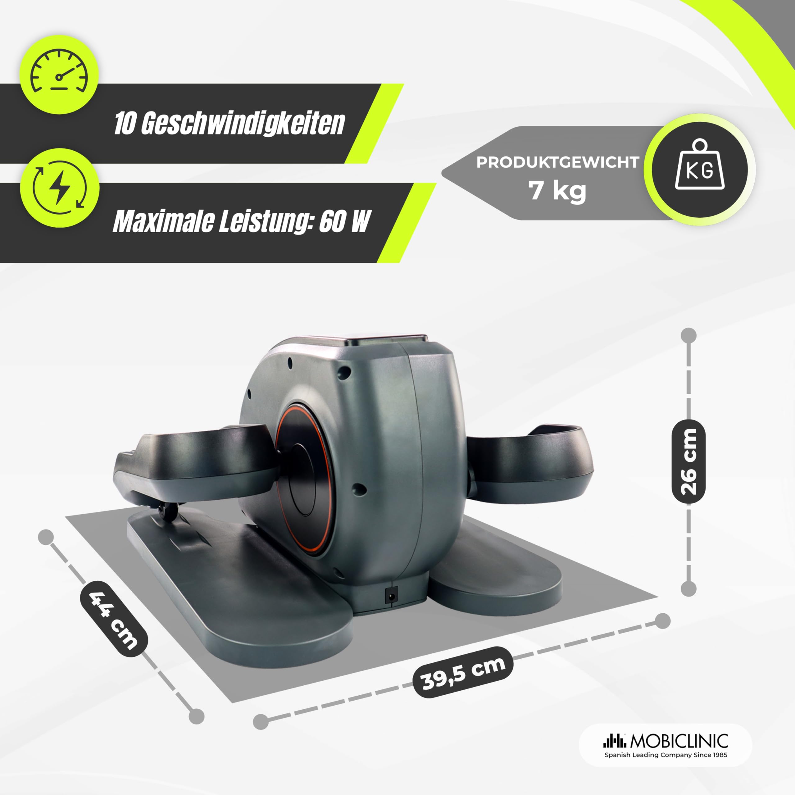 Mobiclinic Mini Ellipsentrainer Heimtrainer 10 Geschwindigkeiten 3 Programme LCD-Display Einstellbarer Widerstand