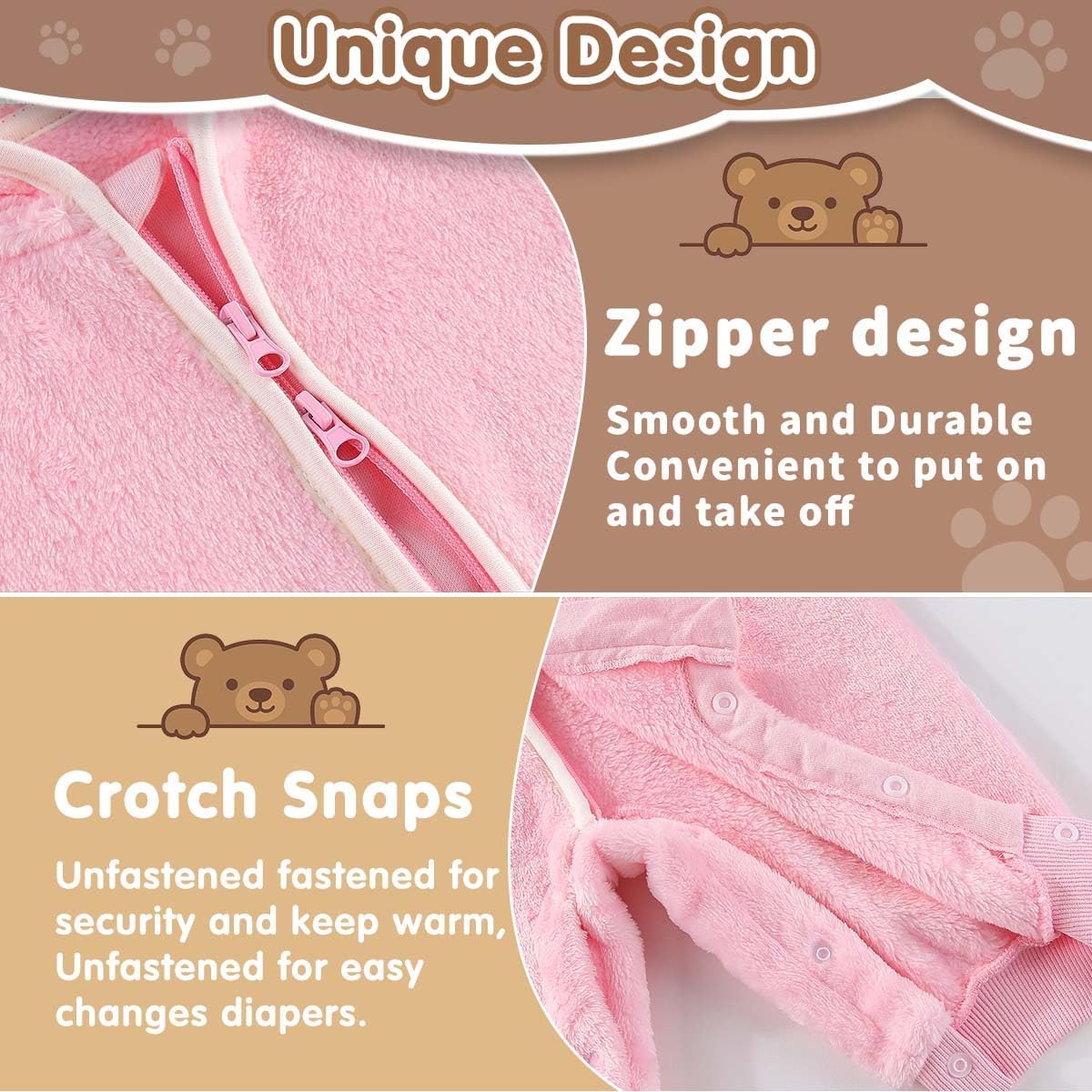 Fairy Baby Newborn Baby Bear Outfit Suit Thin Fleece Jumpsuit Romper Hooded Winter Clothes Snowsuit Coat Infant Girls Boys - Image 4
