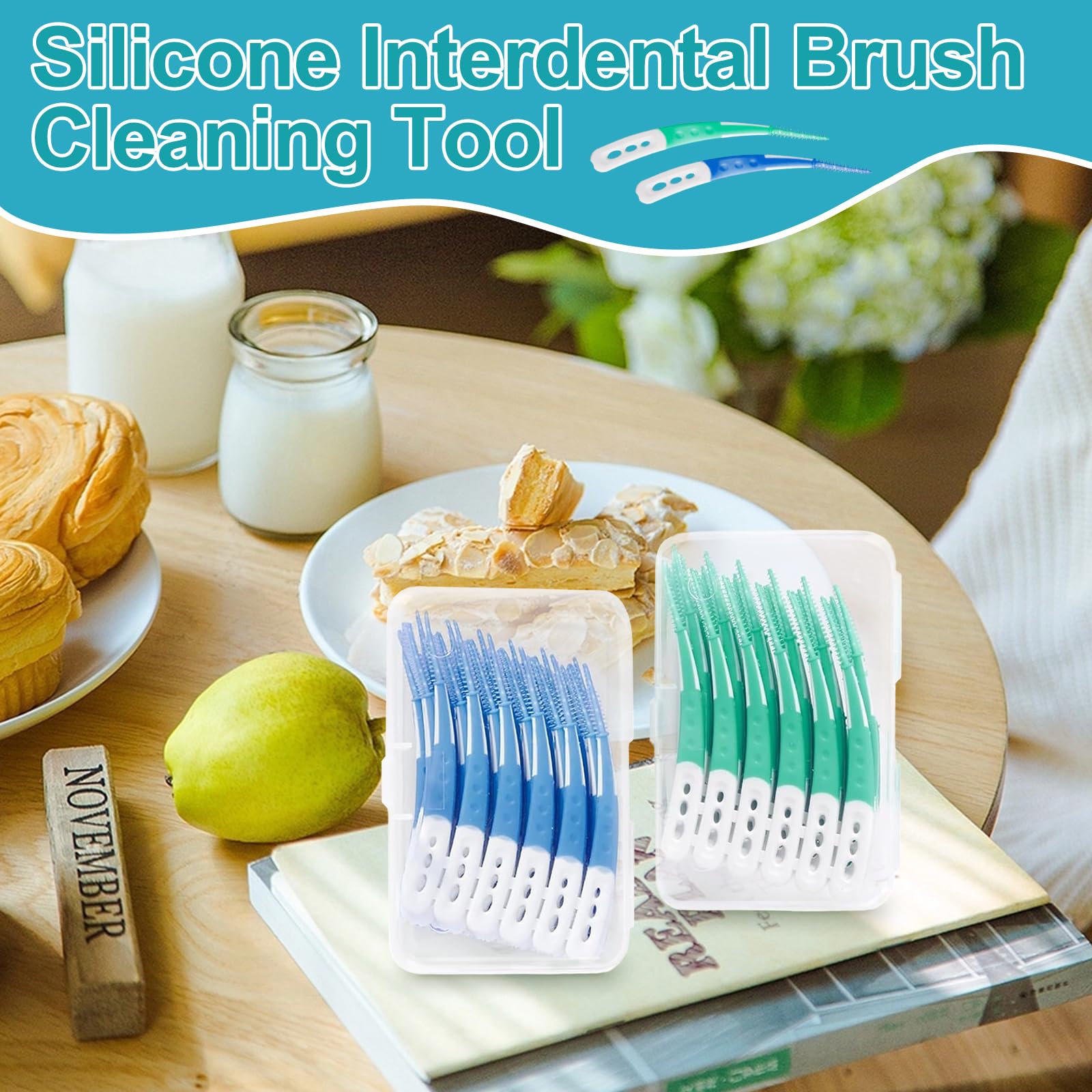 120 Pezzi Scovolini Dentali - Pulisci Denti - Spazzola Dentale Portatile Con Coperchio, Ideali Per Pulire Le Zone Difficili Da Raggiungere Dei Denti,E Sono Comodi Da Portare Con Sé