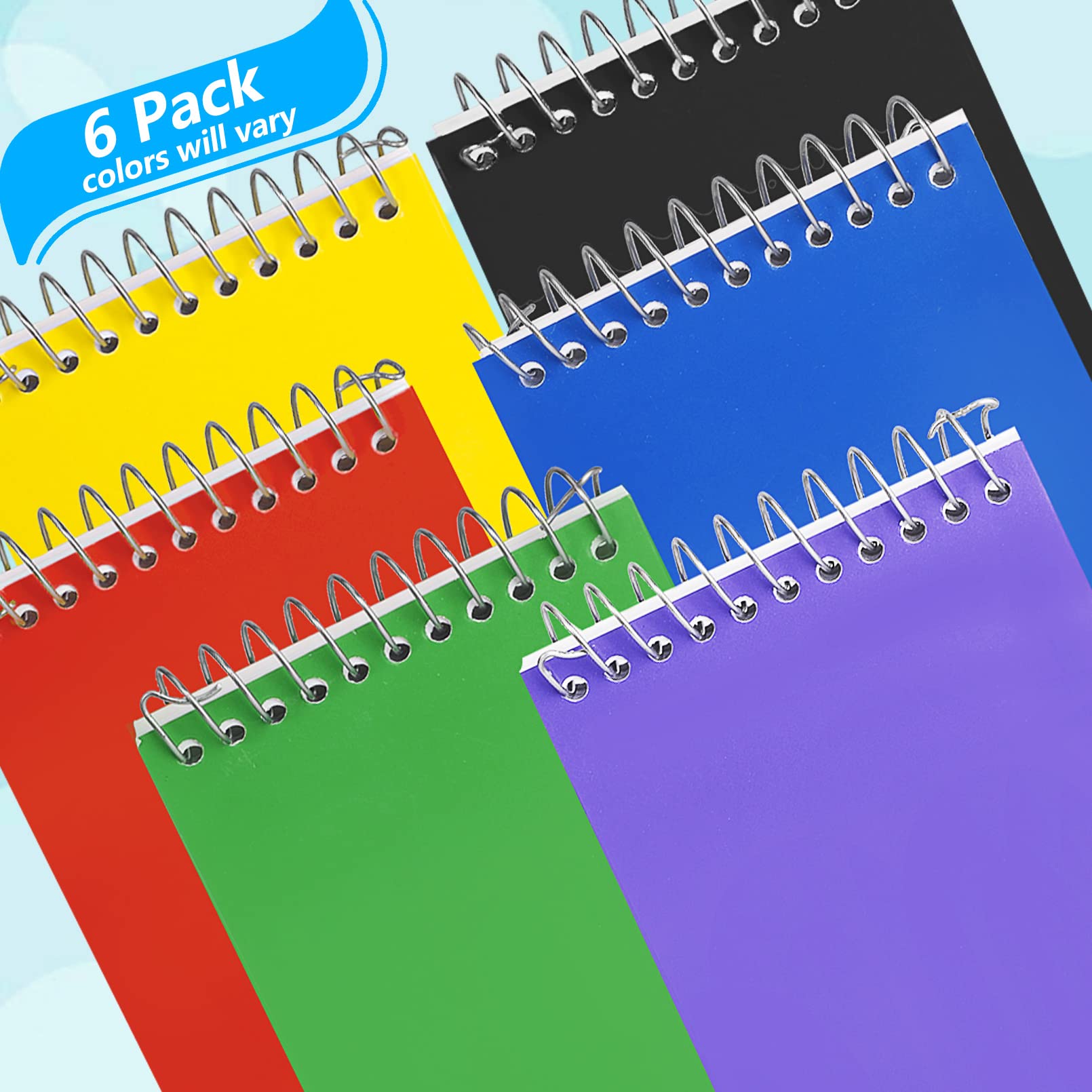 Paquete de 12 cuadernos de notas, 3 x 5 pulgadas, mini cuadernos de notas en espiral, 6 colores surtidos para accesorios de oficina en casa, 75 hojas/bloc de notas