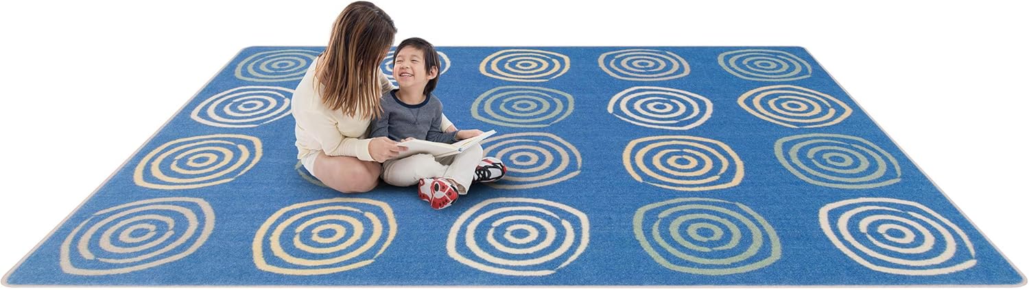 Joy Carpets Kid Essentials Simply Swirls 7'8" x 10'9" Area Rug in Color Pastel