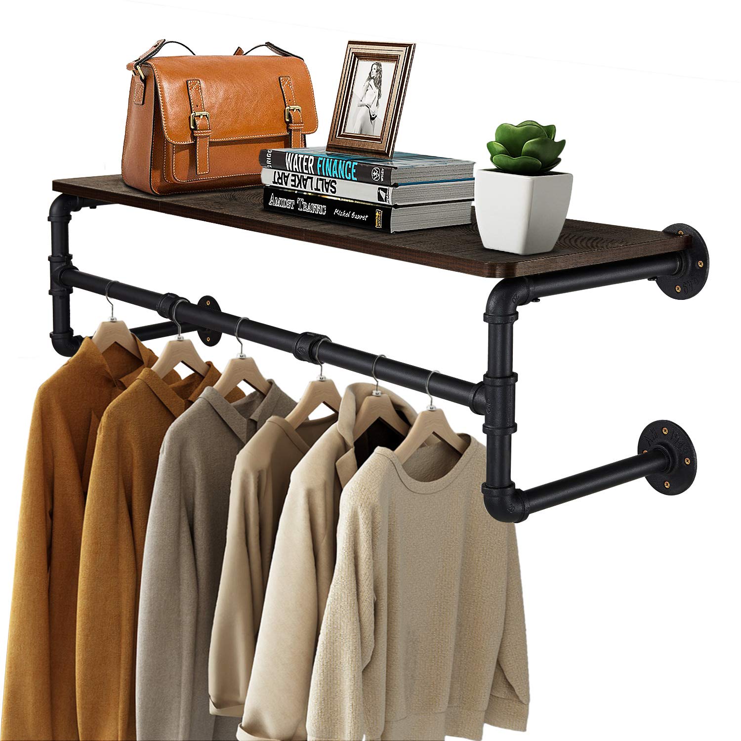 Buy Greenstell Clothes Rack with Top Shelf, 41in Industrial Pipe Wall