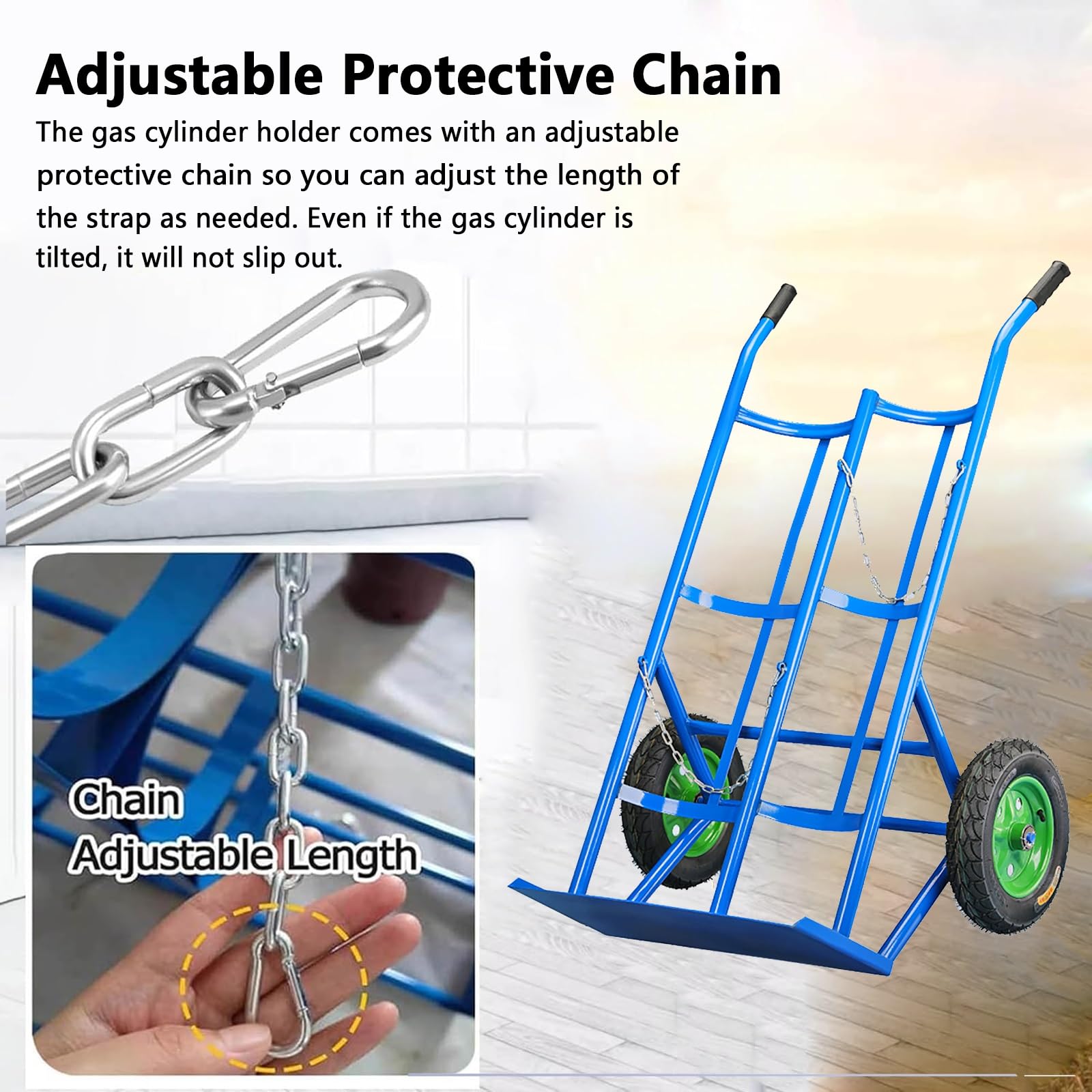 Carrello concentratore di Ossigeno Portatile con Pneumatici e Catene di Sicurezza, Grande Carrello for bombole di Ossigeno Doppie, for Lo stoccaggio e Il Trasporto di bombole.