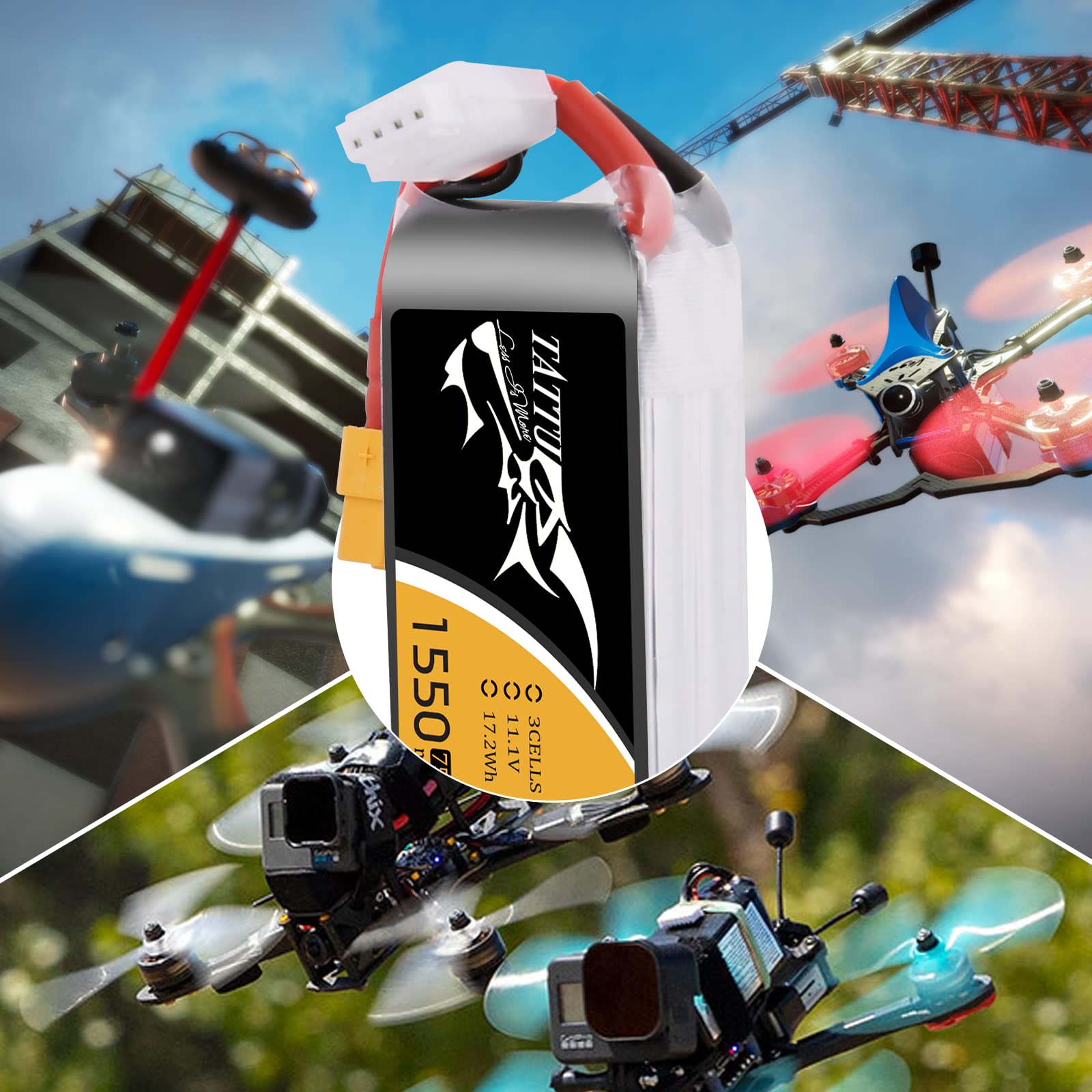 Tattu 3S LiPo akumulator 1550 mAh 11,1 V 75C XT60 do quadkopterów FPV RC