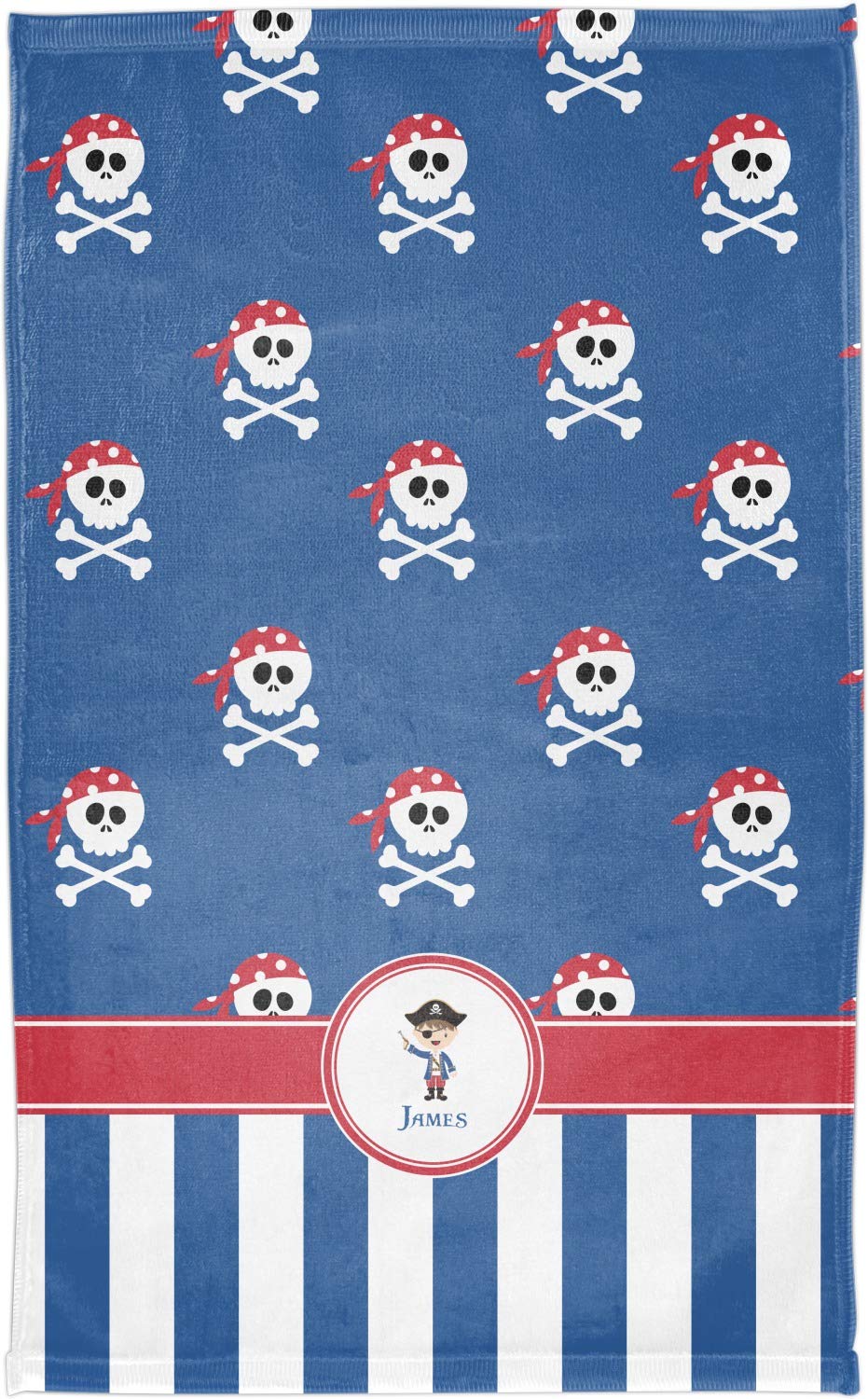 YouCustomizeIt Personalized Blue Pirate Finger Tip Towel - Full Print