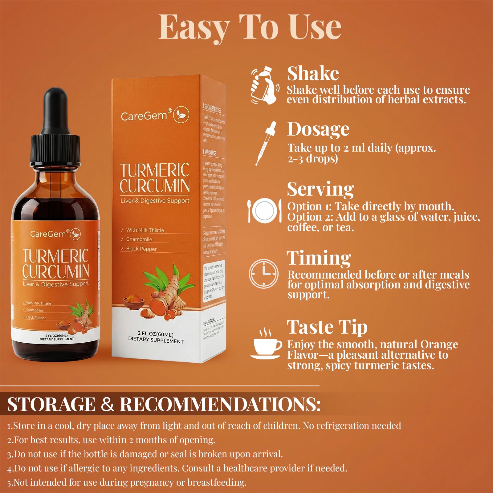 Turmeric Curcumin & Milk Thistle Drops, Liver Health & Joint Support, 2 oz — Amazon image 5