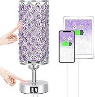 Vista 11 de Lámpara de mesa de cristal, lámpara dorada para dormitorio con puertos de carga USB-C y USB-A, luz regulable de 3 vías con pantalla de cristal