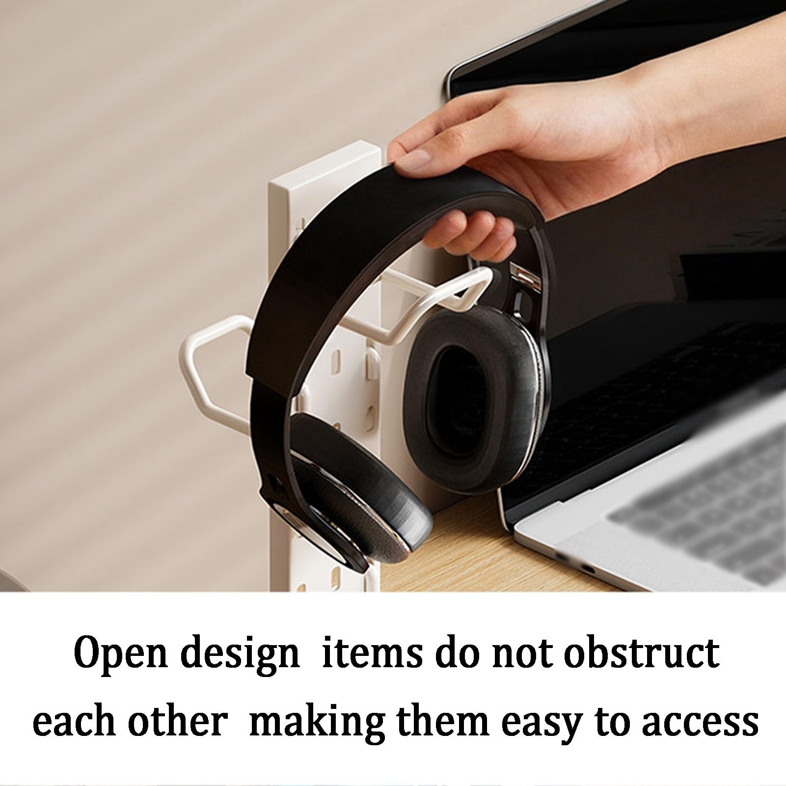Soporte for Auriculares supraaurales/Organizador de Control de Juegos de Escritorio: Ganchos de Varios Niveles, Capacidad de Carga de 12 kg, configuraciones de Escritorio(White)