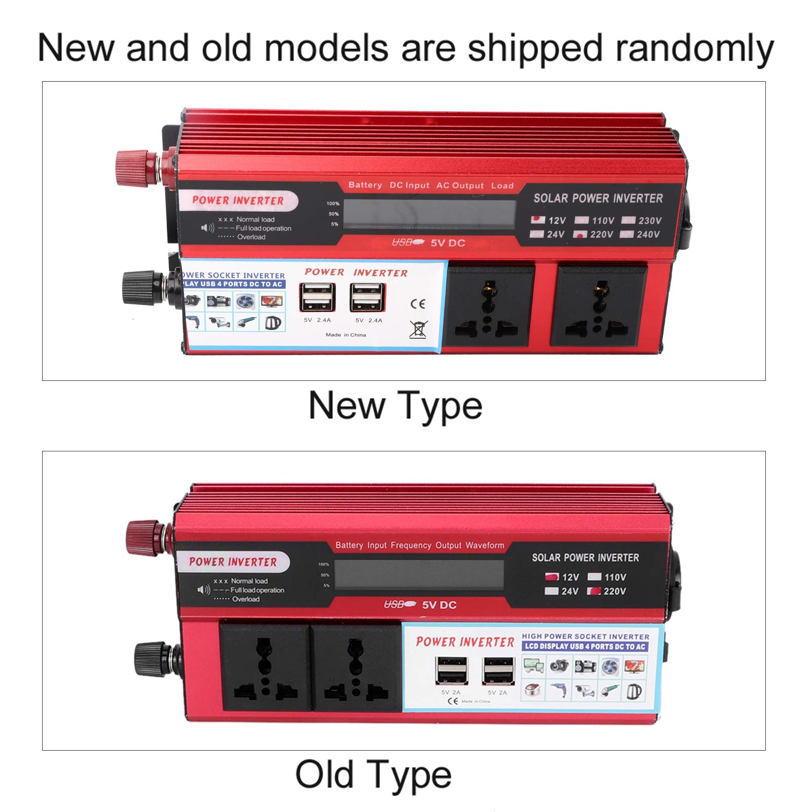 Inversor de Corriente 5000W 12V a 220V-240V CA, Onda sinusoidal Pura, Pantalla LED Digital, 4 Puertos USB, Ideal para Coche, energía Solar y emergencias