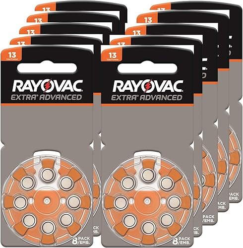 Rayovac - Baterías extra avanzadas, tamaño 13 sin mercurio (paquete de 80 baterías)