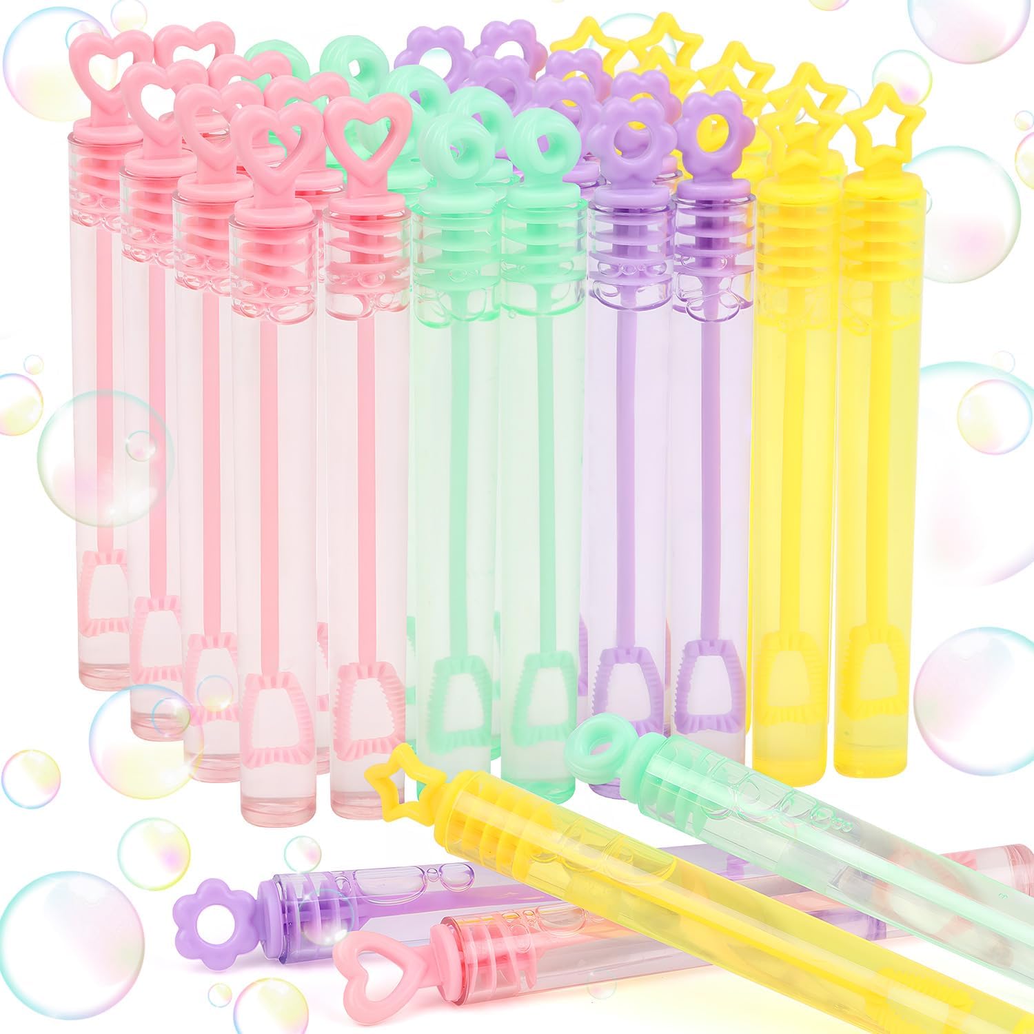 36 Pack Pack Mini Bubble Wands Bulk for Kids,Pastel Bubble Wand Sticks for Party Supplies Birthday Decorations Gift Bag Stuffers Carnival Prizes