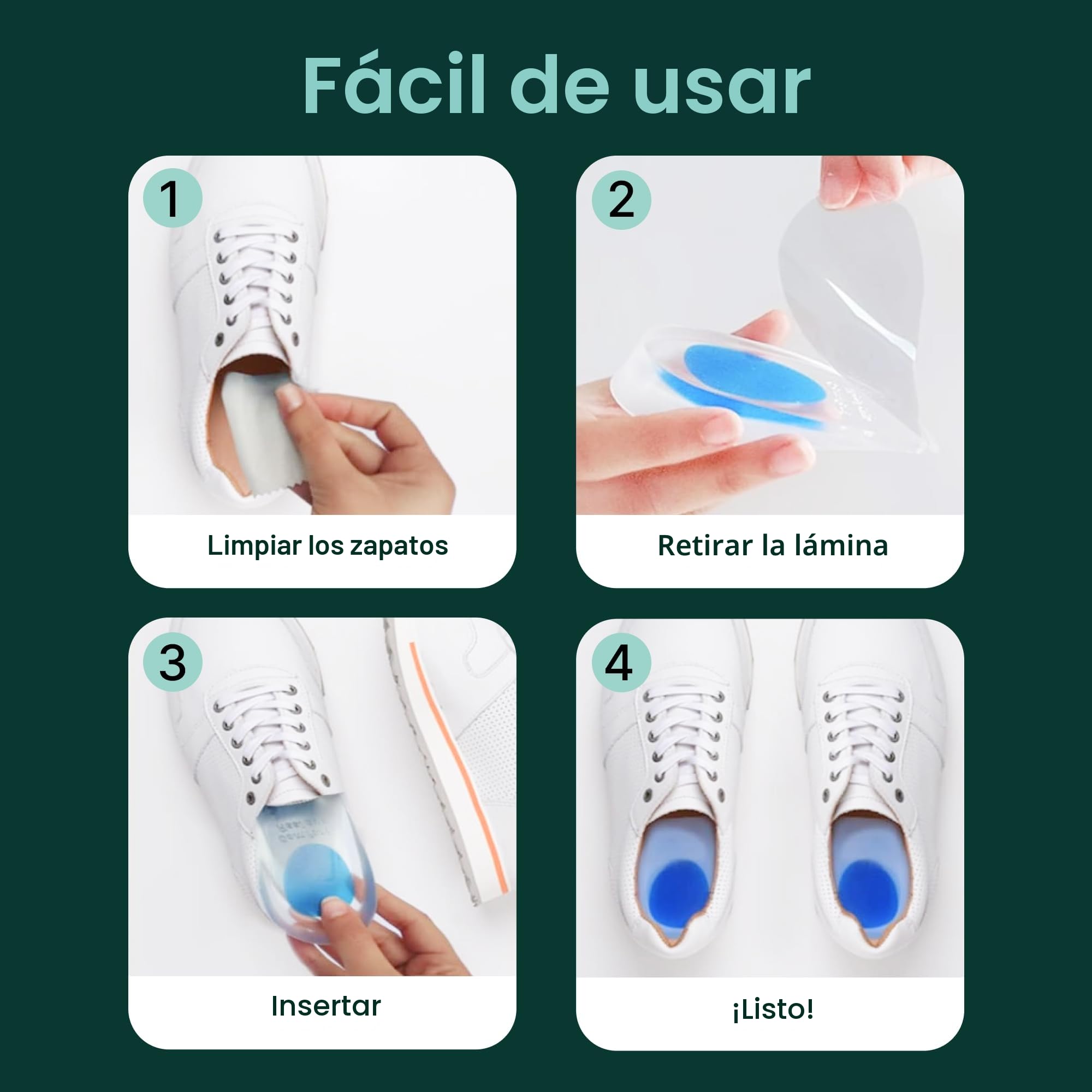YogaMedic Taloneras de Gel - 2 Pares (4 Uds) – Cómodas Taloneras Fascitis Plantar, Tendinitis de Aquiles y Espolón en el Talón – Plantillas de Talón que Reducen la Presión y el Dolor