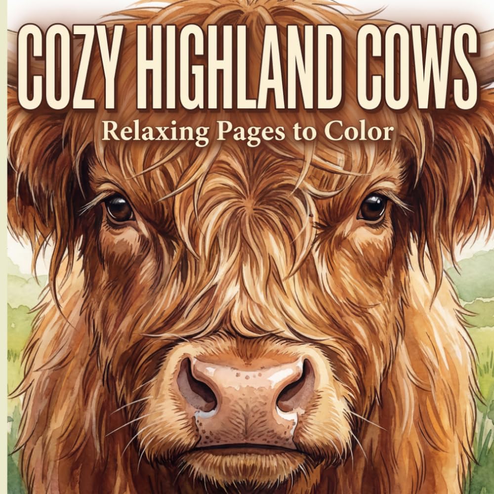 Highland Cows Adult Coloring Book: Relaxing Highland Cow Scenes & Patterns for Adults