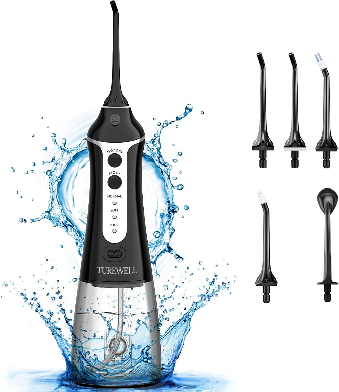 TUREWELL Water Flossing Cordless Oral Irrigator 300ML Portable IPX7
