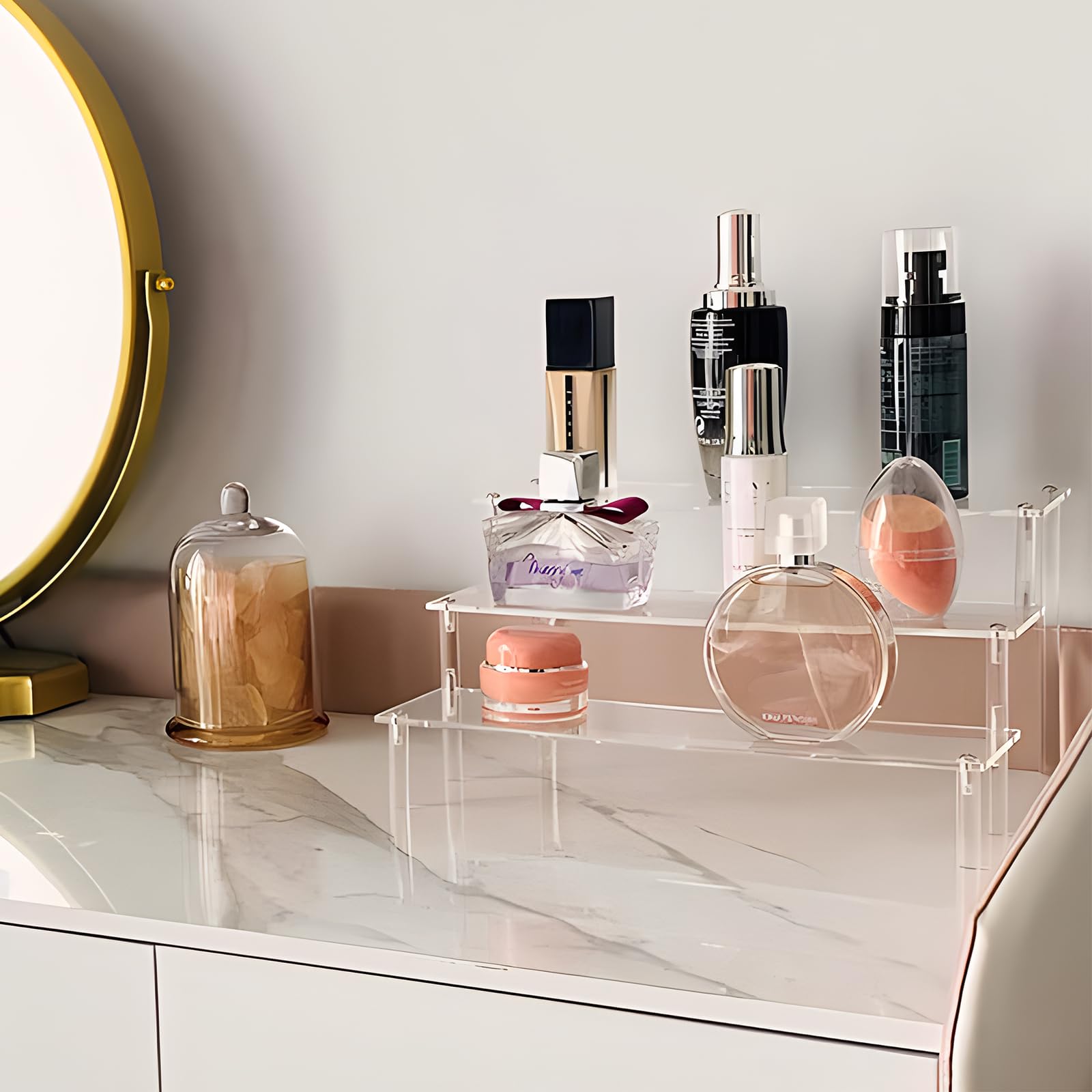Présentoir Parfum Acrylique 3 Étages Transparent (40x26x15cm