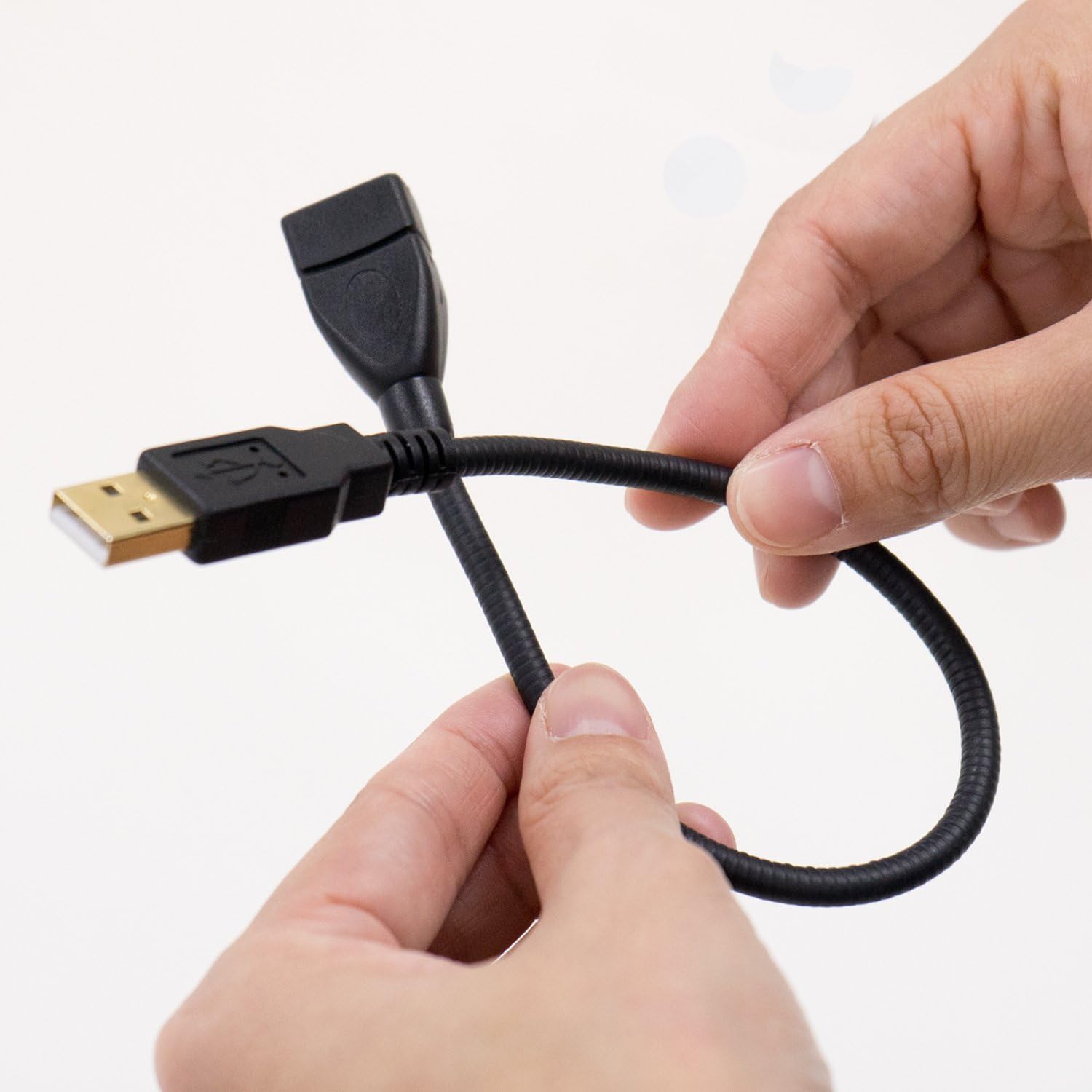 MIYOSHI MCO USB-EX21BK USB Extension Cable with Flexible Cable for Securing USB Ports, 6.9 inches (15 cm), Black
