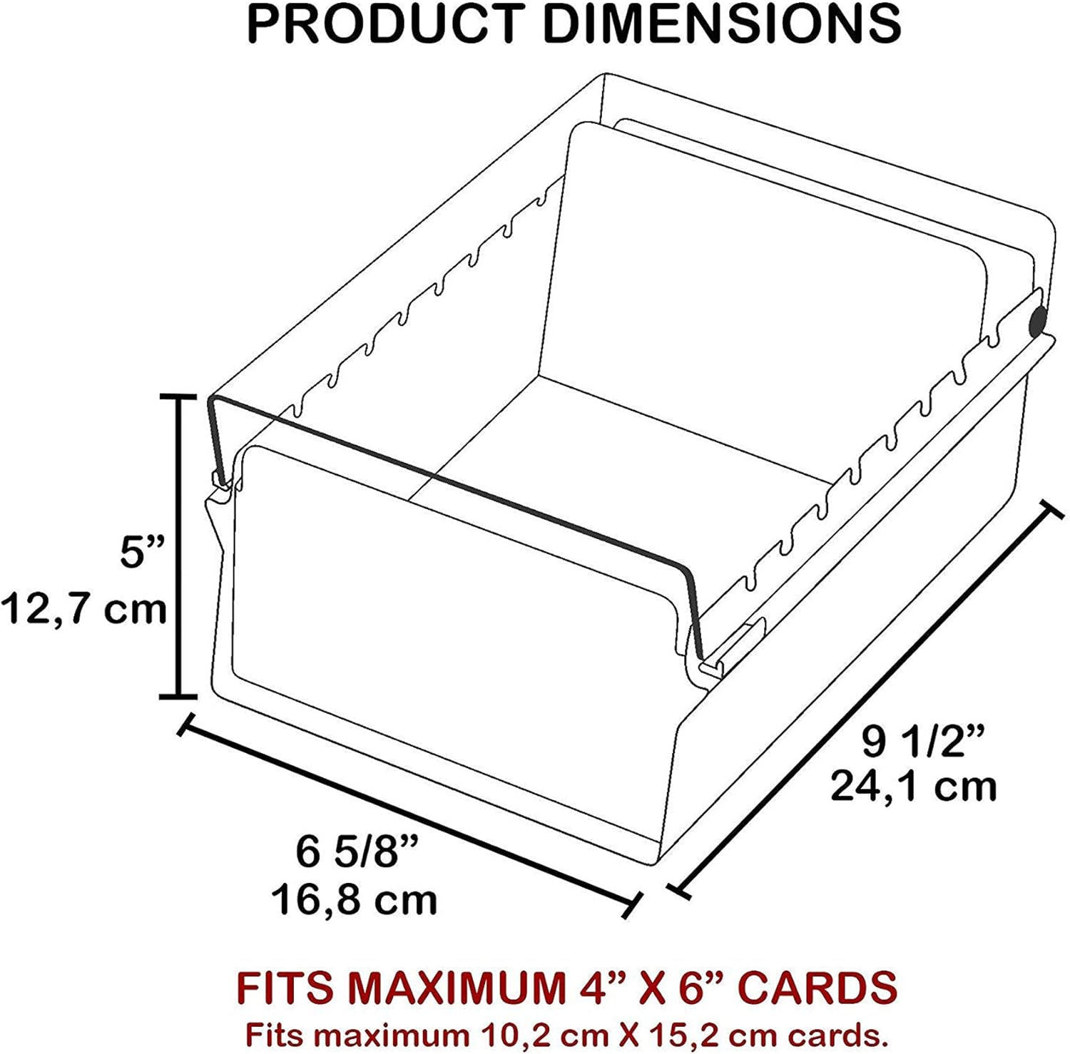 Acrimet 4 x 6 Card File Holder Organizer Box Metal Base Heavy Duty (AZ Index Cards and Divider Included) (White Color with Clear Crystal Plastic Lid Cover)