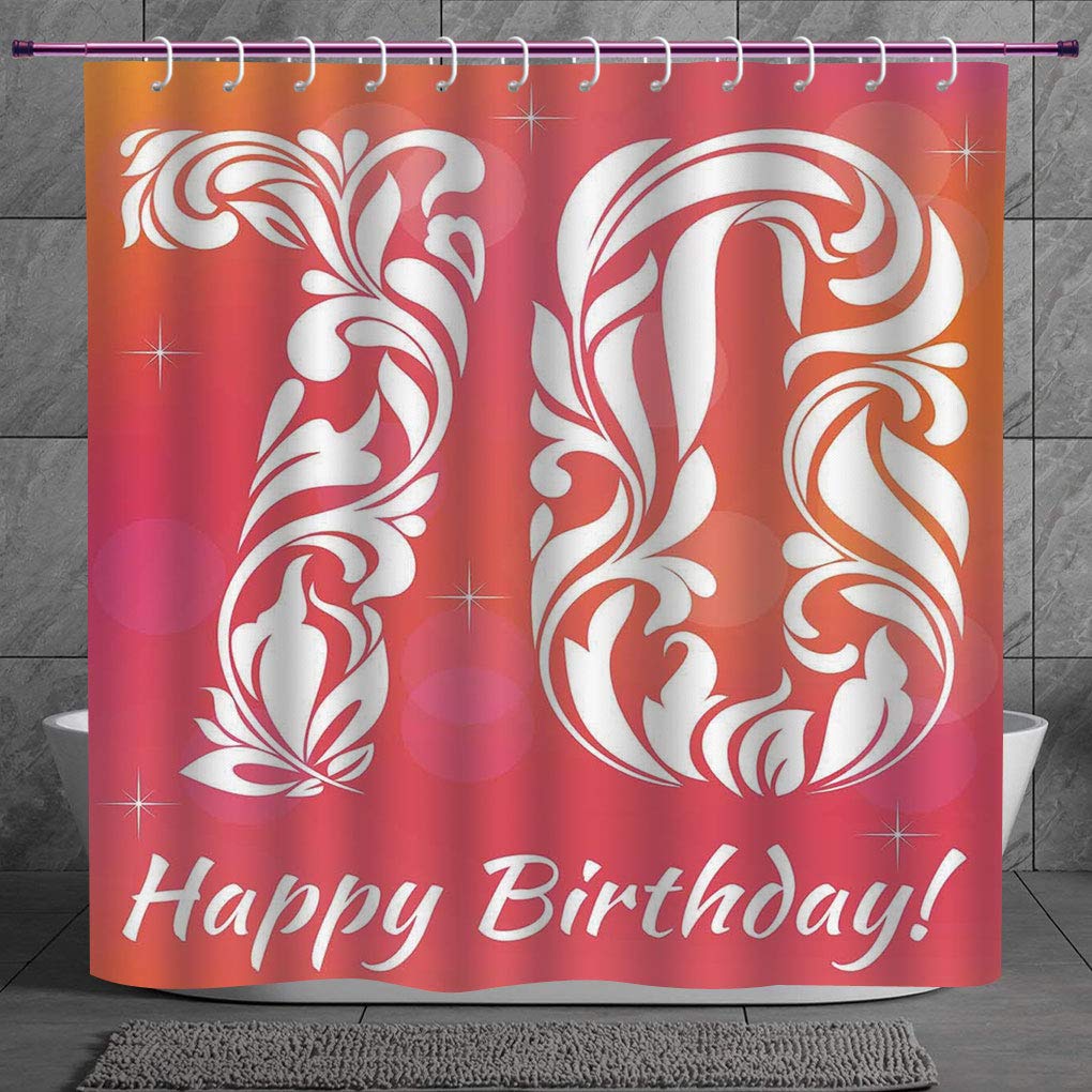 Funky Shower Curtain 2.0 [ 70th Birthday Decorations,Floral Detailed