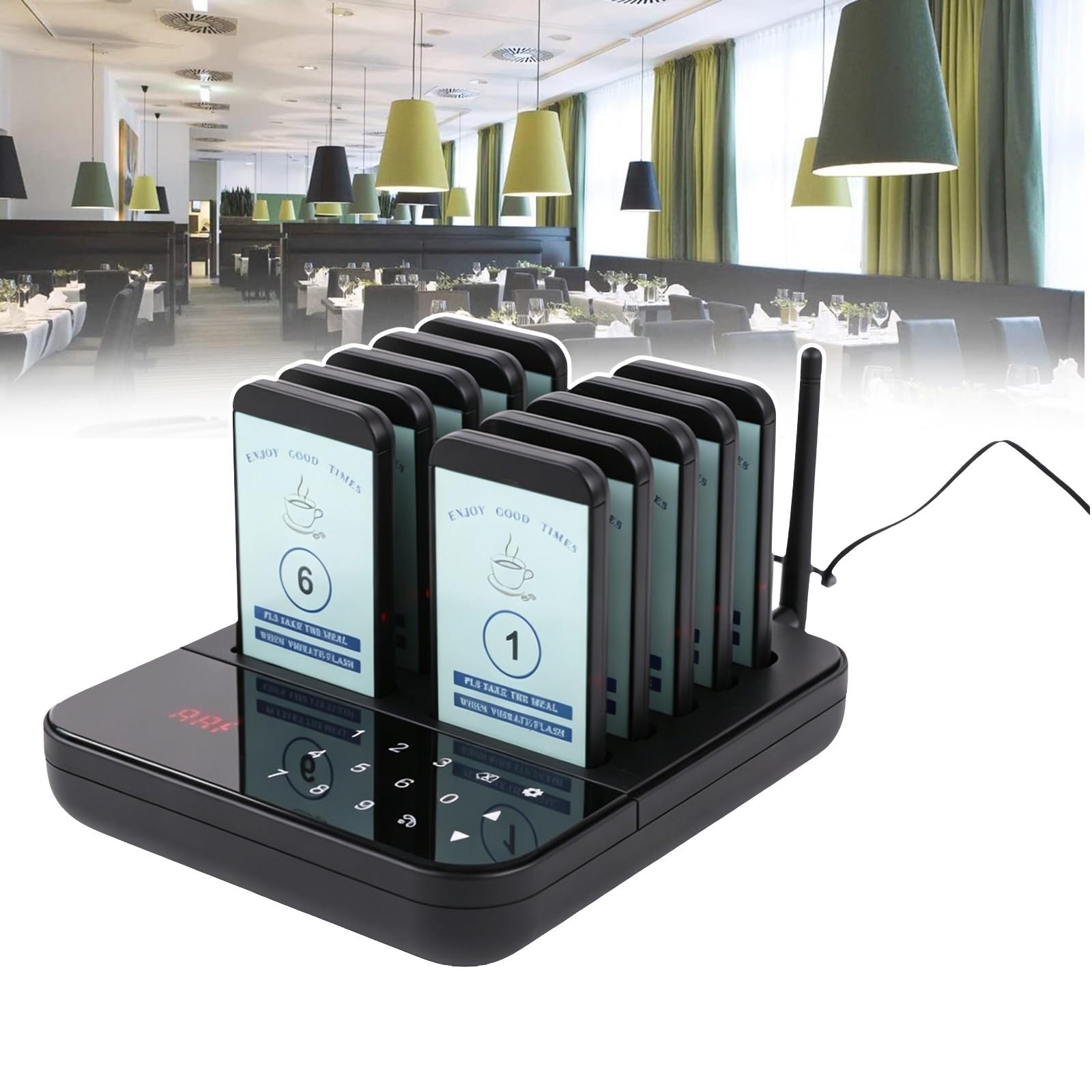 ZJLZJLO Complete Wireless Restaurant Pager | 1640FT Range, 10-30 Order Pagers – Waterproof Keyboard With Vibration/Flash/Buzzer Alerts For Cafes & Restaurants(10PAGERS)