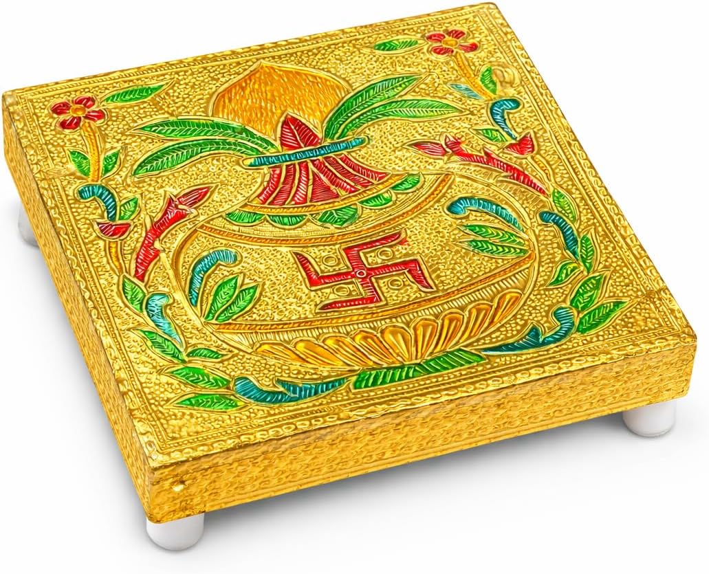 Worship House Wood/Meena Chauki/Patla/Pooja bajot/moti bajot/chorang/Gift Article/puja Item (15 x 15cm) 6 INCHES