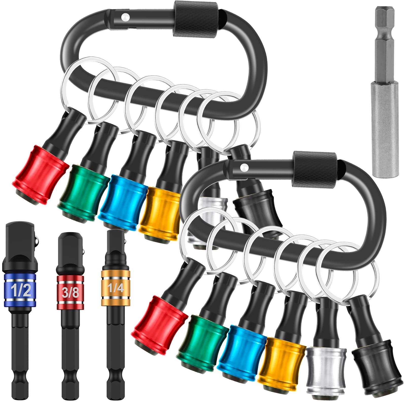 Tzdxfgl 27個 1/4インチ 六角シャンクビットホルダー、アルミニウム