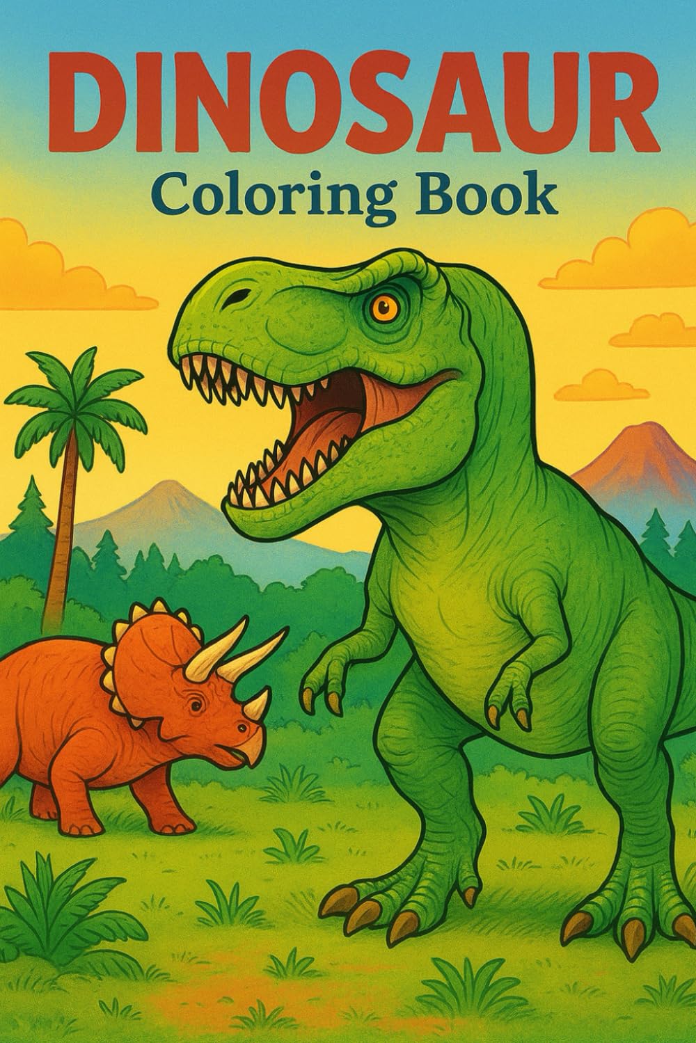 DINOSAUR COLORING: Book with dinosaur drawings to color.