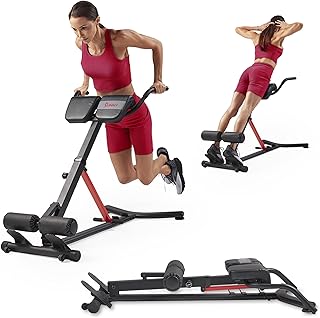 Sunny Health & Fitness Foldable Hyperextension Roman Chair w/Back Extension, Home Gym Sit Up Bench for Glute & Ab Workout...