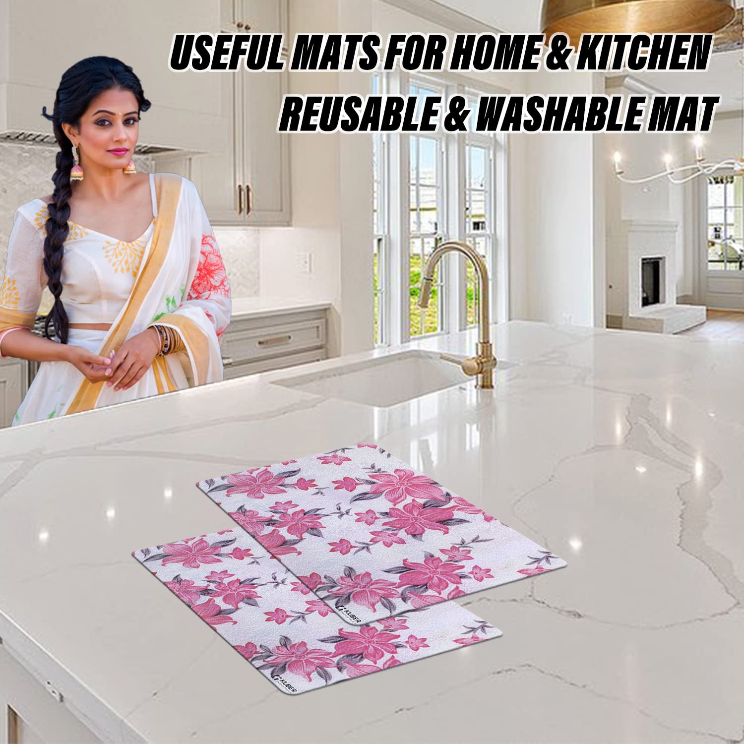 Kuber Industries Fridge Mats - Floral Design -6