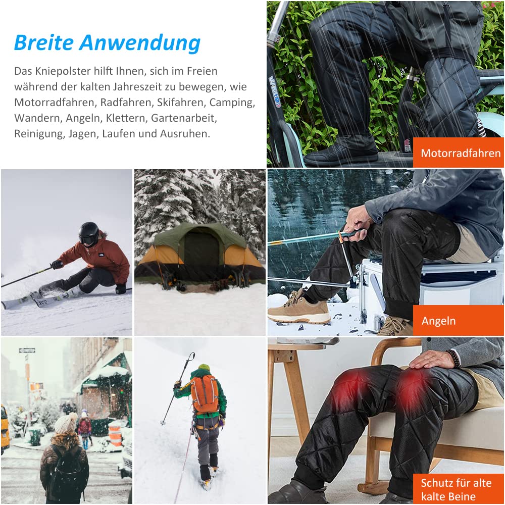 Calentadores de pierna para ciclismo, para invierno, para moto, para bicicleta, resistente al agua, cortavientos, calentadores de piernas, para exteriores, para hombre y mujer, Negro , Talla