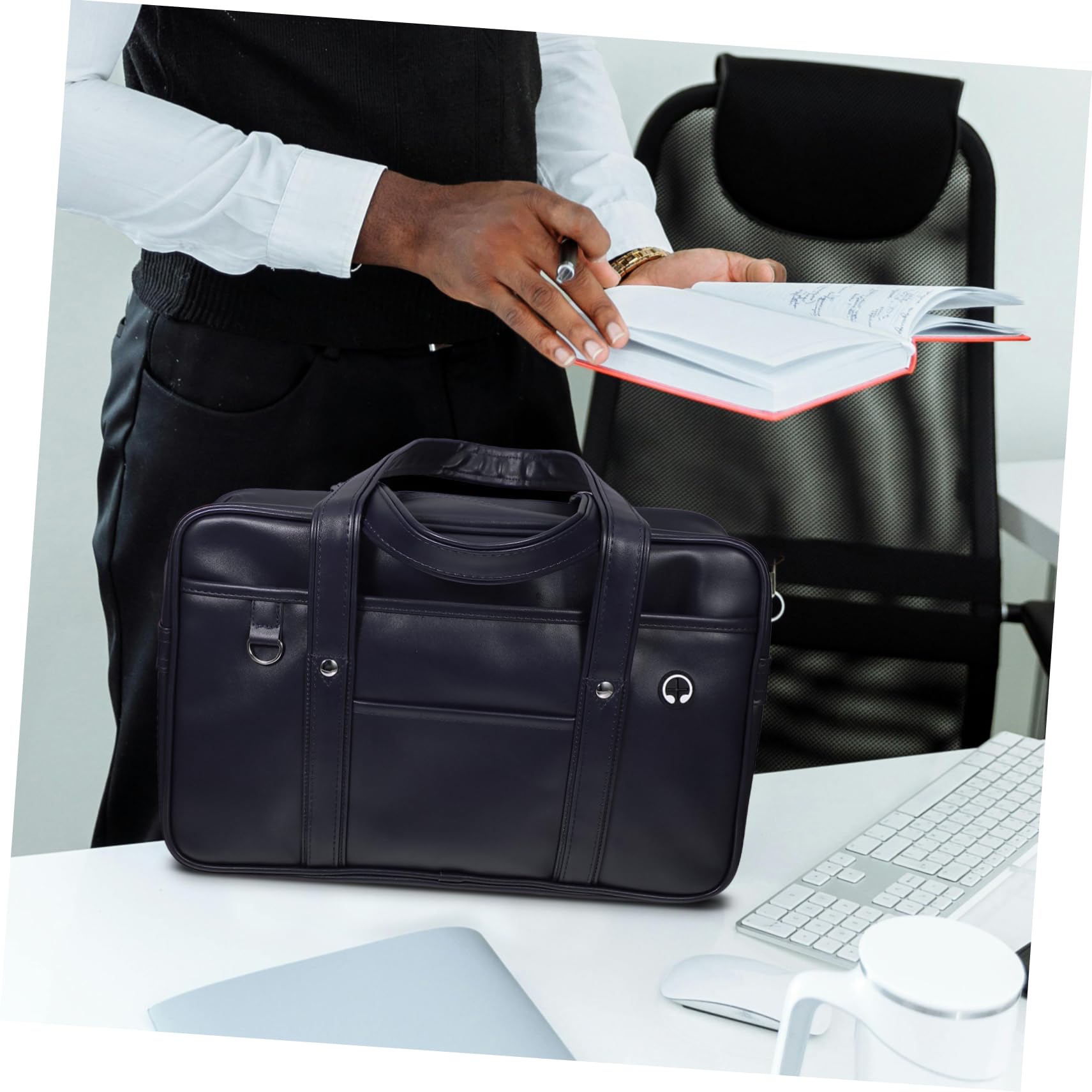 SHERCHPRY Borsa Per Laptop in Pu Con Foro Per Auricolari Borsa Tracolla Per Uso Scolastico e Lavorativo Da Viaggio
