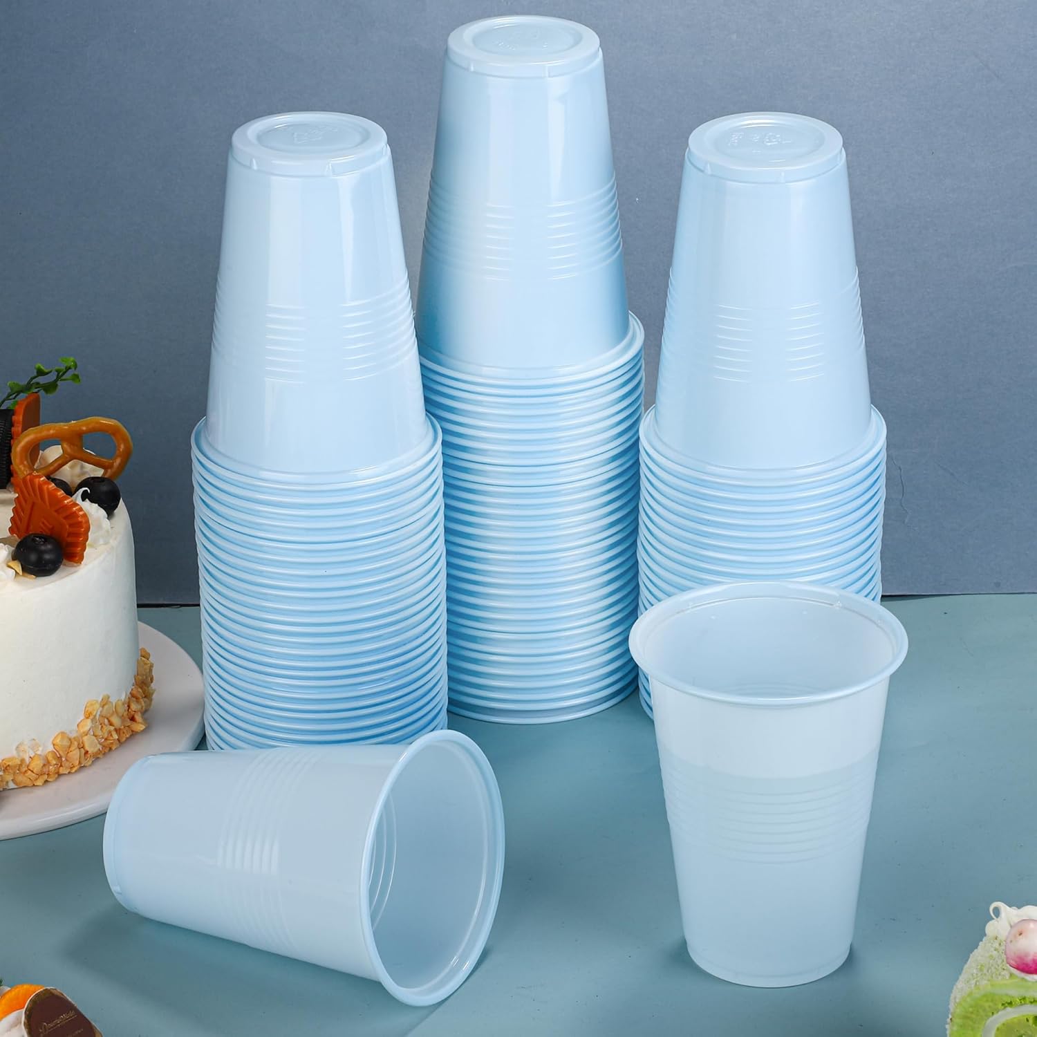 Kochorie 100 Pack Disposable Plastic Cups 16 Oz Solid Color Drinking Cups Party Supplies Strong and Sturdy Drinkware Cup For Birthday, Wedding, Baby Shower, Gender Reveal Party & Daily Use, Light Blue - Image 4