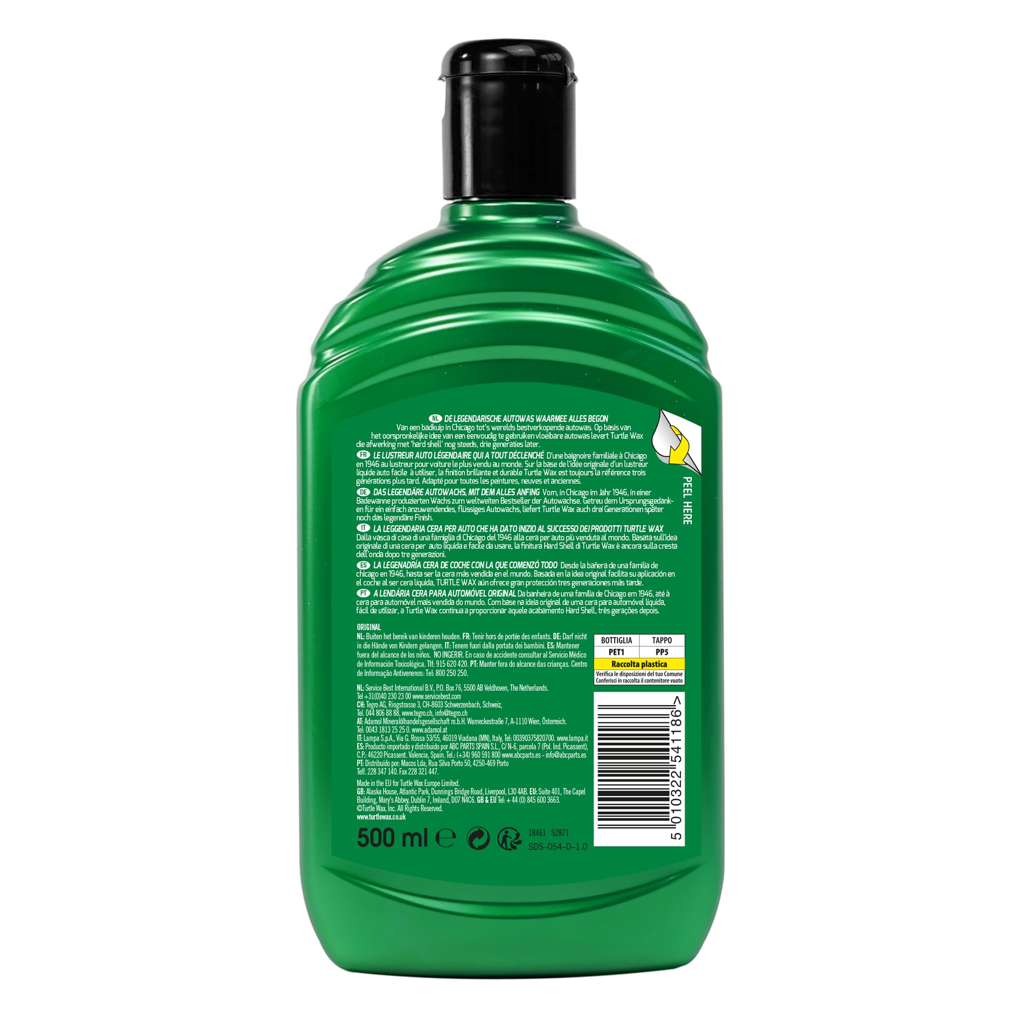 Turtle Wax TW52871 Cera Original para Coche 500 ml Mezcla de Ceras y limpiadores eliminan la Suciedad incrustada. Protección y Brillo, 500ml