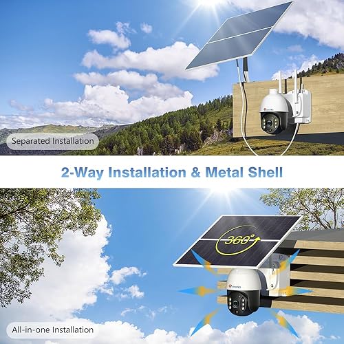 Miniatura 4 de Ctronics Grabación 247 cámara de seguridad con panel solar de 20 W, batería incorporada de 20000 mAh, cámara de visión de 360 inalámbrica para