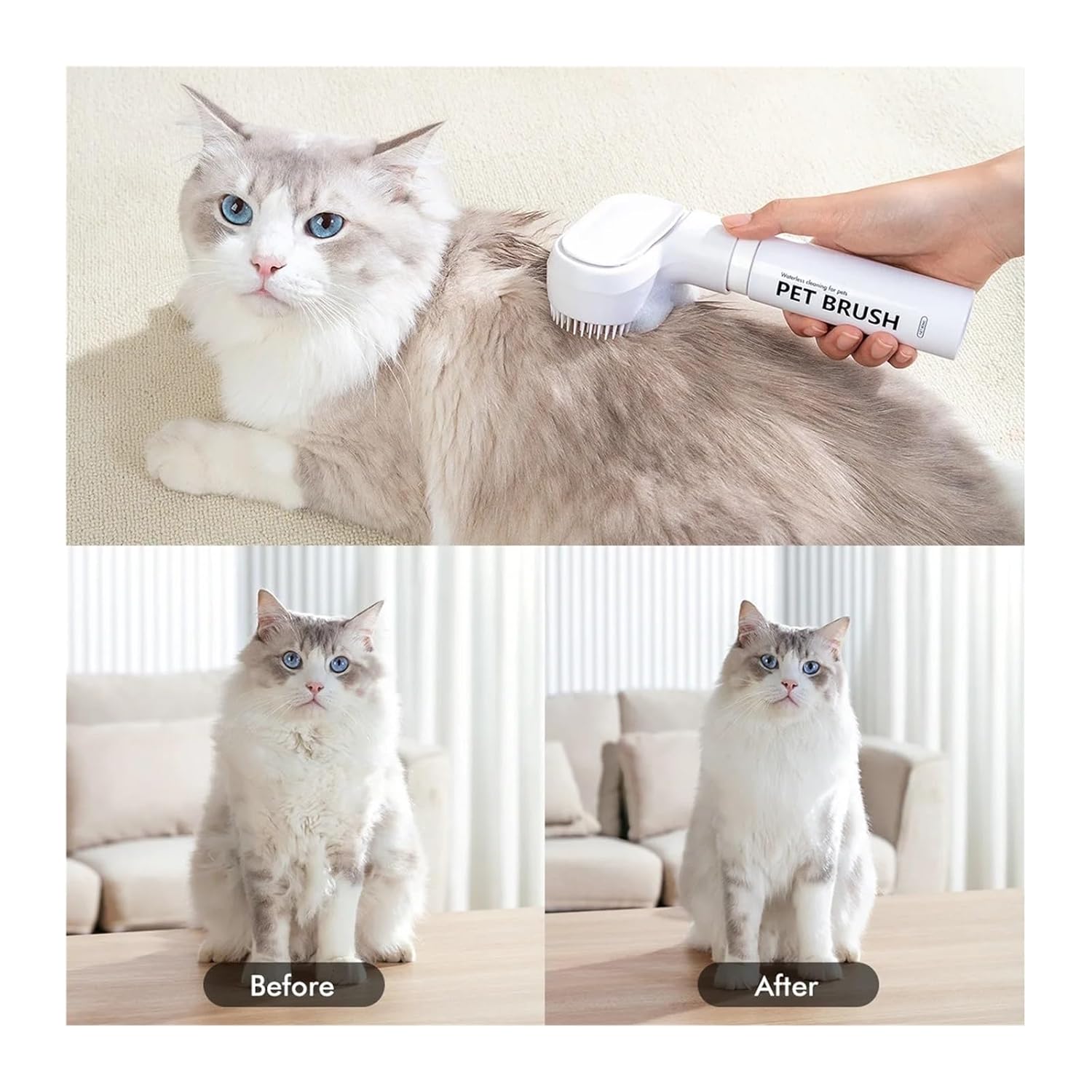 Pet Steamy Brush Pet Grooming Brush With Leave-in Foam Dry Cleaning Cat Dog Hair Special Cotton Towel Silent(Dog mousse)