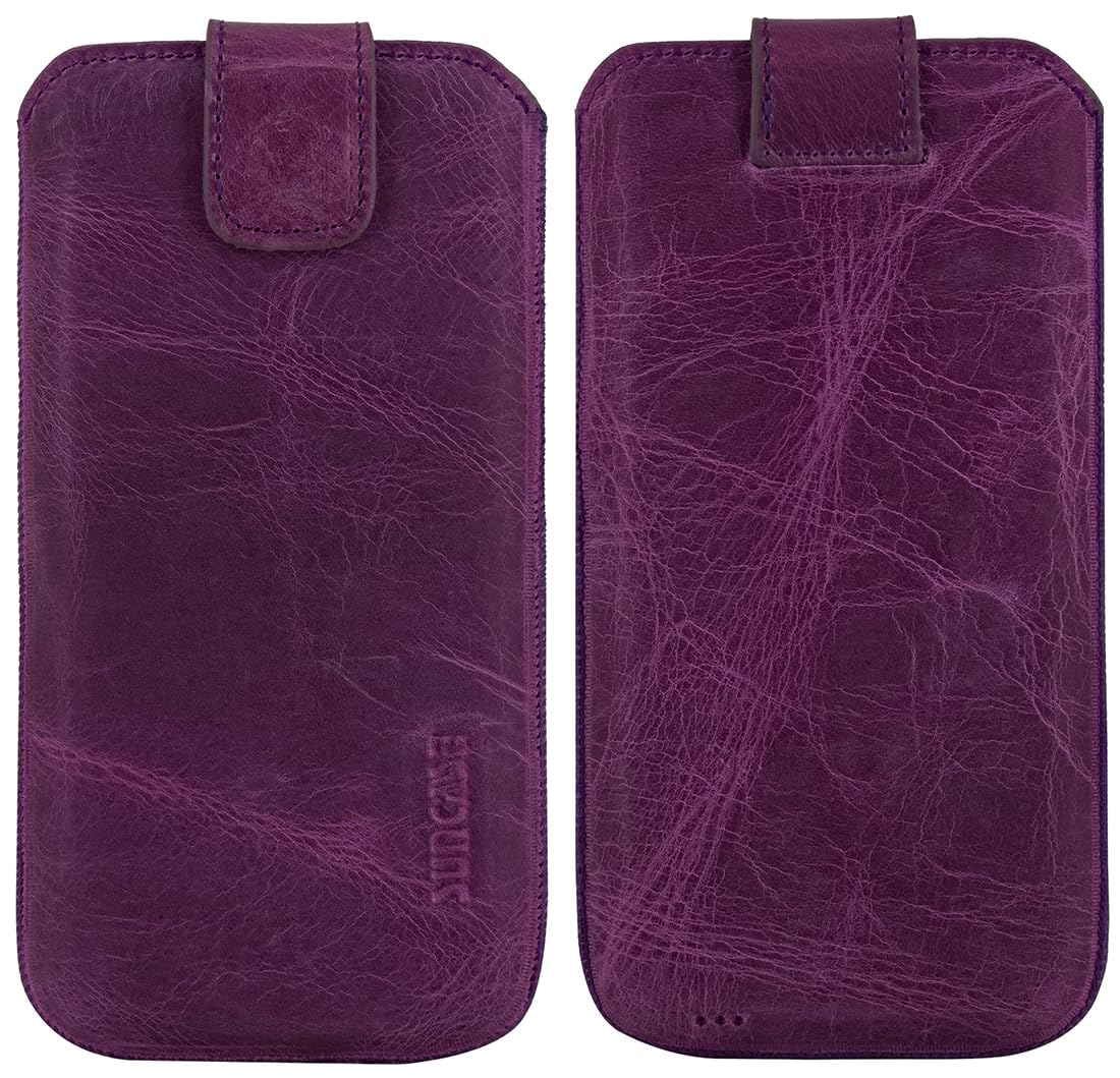 Suncase Leder Tasche kompatibel mit Samsung Galaxy S25 5G Hülle mit ZUSÄTZLICHER Case Handytasche (mit Rückzugsfunktion und Magnetverschluss) in antik-lila