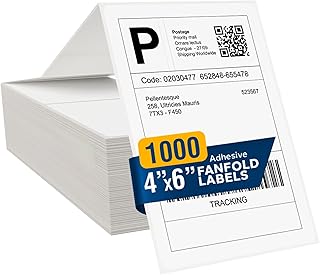 4x6 Direct Thermal Labels - 4x6 Shipping Labels, 4x6 Fanfold Label Paper- Shipping Supplies & Small Business Essentials - Thermal Printer Labels for USPS, FedEx,UPS (4X6 FanFold | 1000)