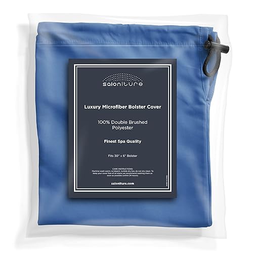 Miniatura 4 de Saloniture Funda de almohada cilíndrica de microfibra para cojines de mesa de masaje, 30 x 6 pulgadas con cierre de cordón, color azul marino