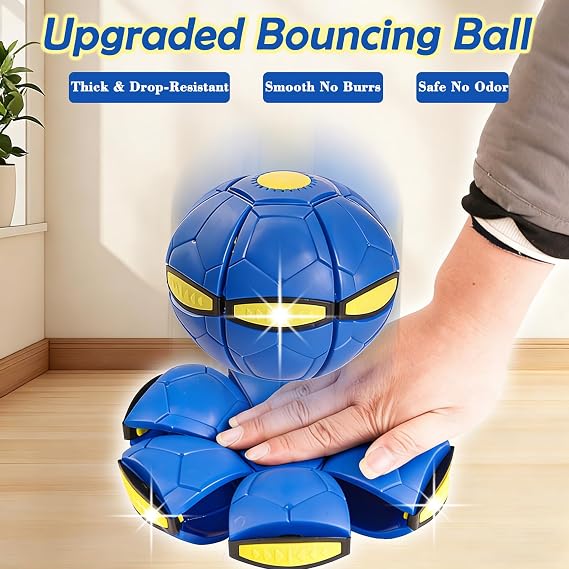 Magic Ball, Football Shaped Magic Bouncing Ball,Interactive Pop-Up Transform, Interaction Game with 3 Light for Adults/Dad/Family