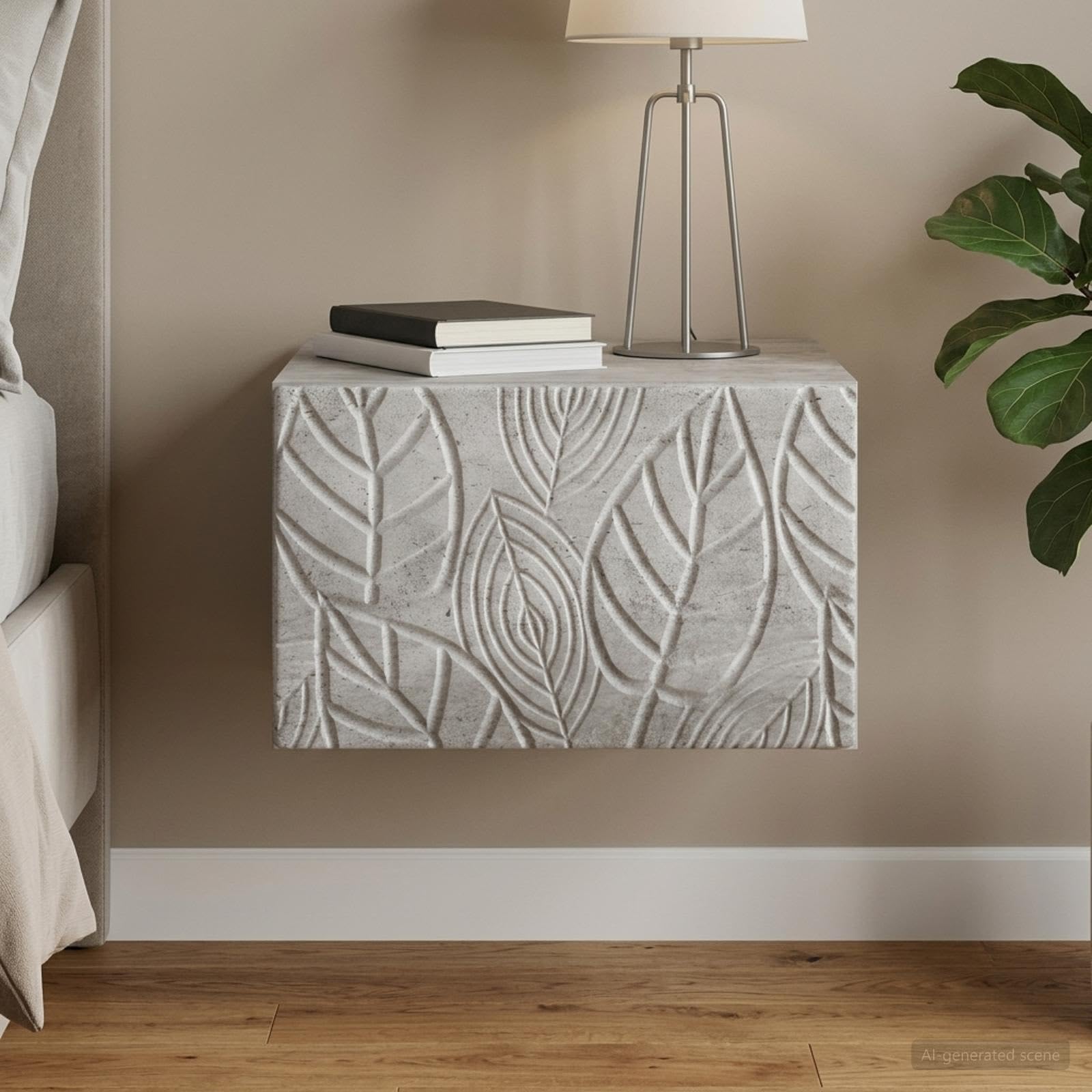 Genérico Mesa auxiliar de pared, 34,5 x 33 x 20 cm, color gris | Con cajón de madera de ingeniería, montaje en pared, para sala de estar o dormitorio, fácil mantenimiento