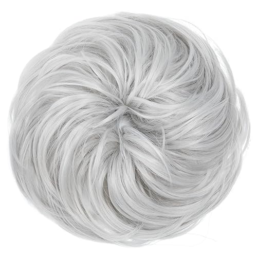 Miniatura 3 de CJL HAIR Extensiones de cabello sintético de moño desordenado y desordenado, de tamaño grande, con coletero, grueso, recogido para mujer (rizado,