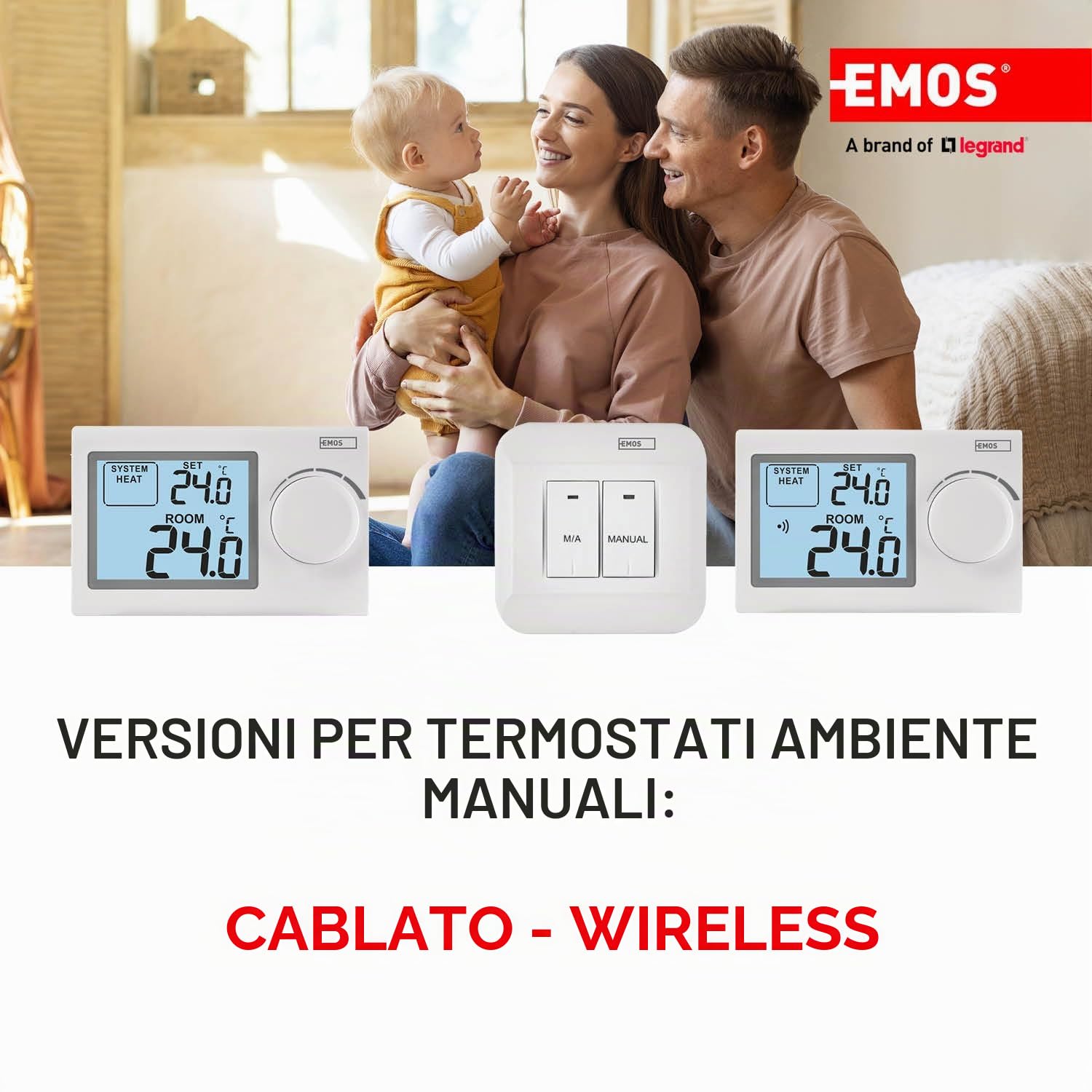 Termostato elettronico per interni senza fili per sistema di riscaldamento e raffreddamento