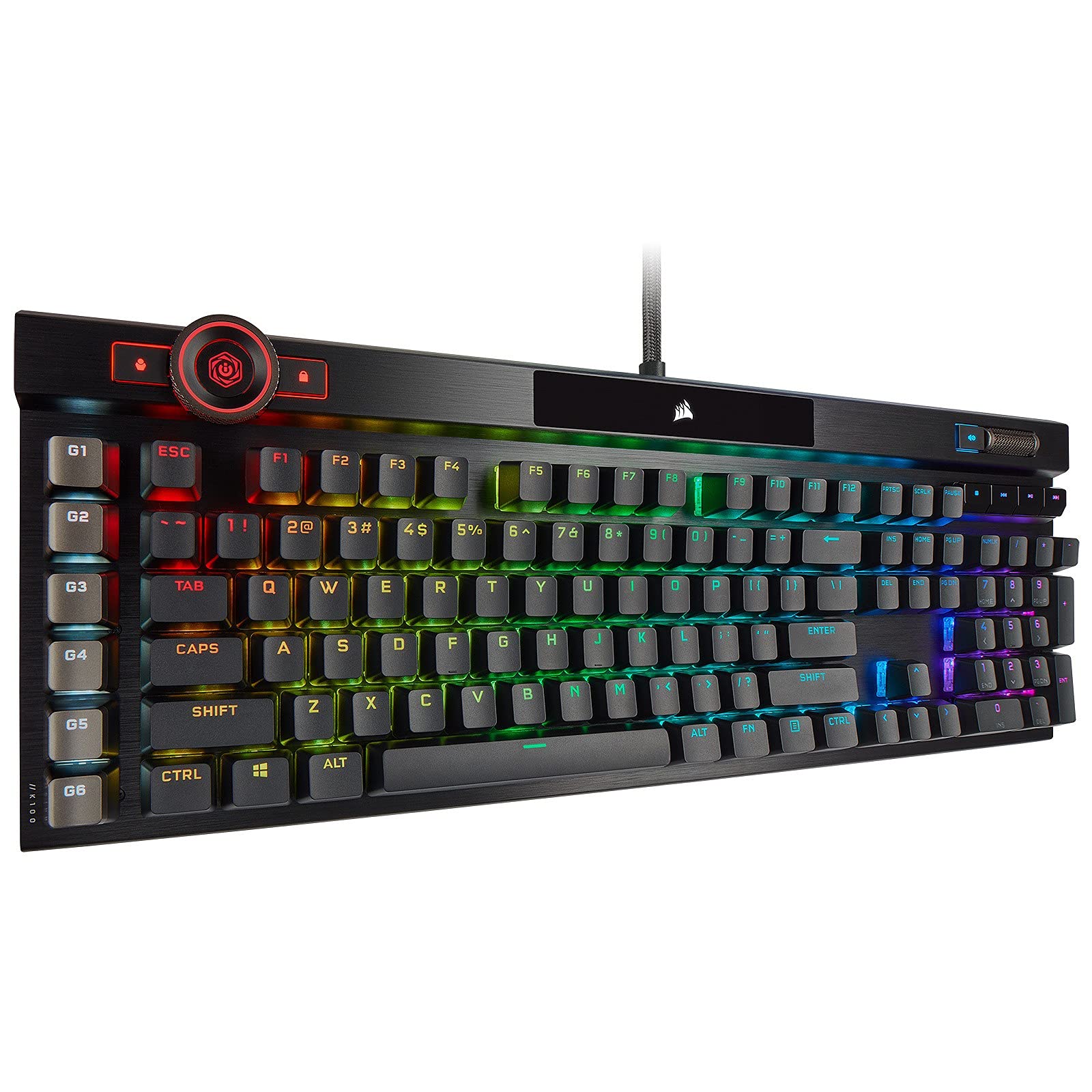 Corsair K100 RGB klawiatura do gier (przełączniki mechaniczne CHERRY MX SPEED: szybka i bardzo dokładna, klawisze z podwójnym wtryskiem PBT, integracja Elgato Stream Deck) AZERTY, czarny