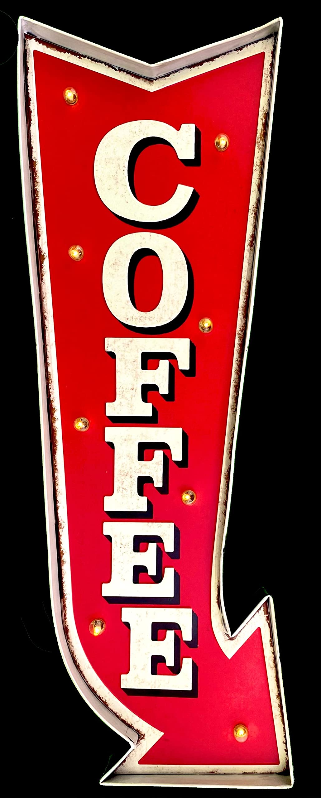 Dekoration für Retro Cafés – Dekorationen für Küche und Restaurant, LED Schild, Bar Zubehör, altes und antikes Zeichen, Wandschmuck Lichtschild | 70x26x5cm, ( blechtafeln cafe )