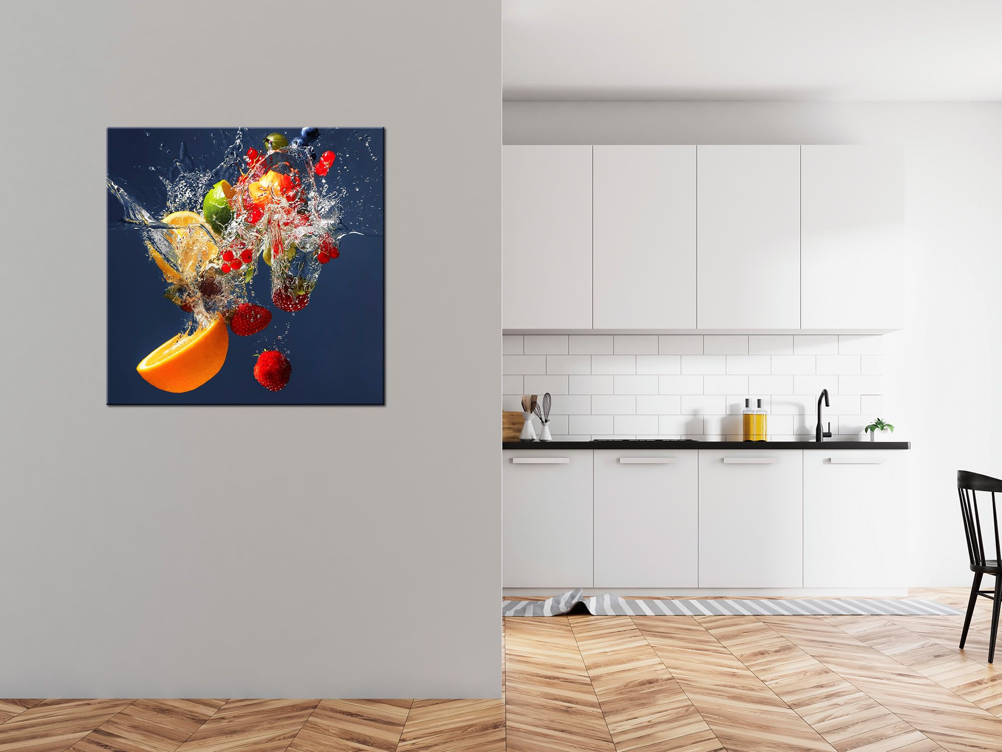 DECLINA, Tableau pour cuisine, tableau décoratif en toile imprimé, tableau de fruits et cocktail pour la décoration murale de cuisine, 50x50 cm