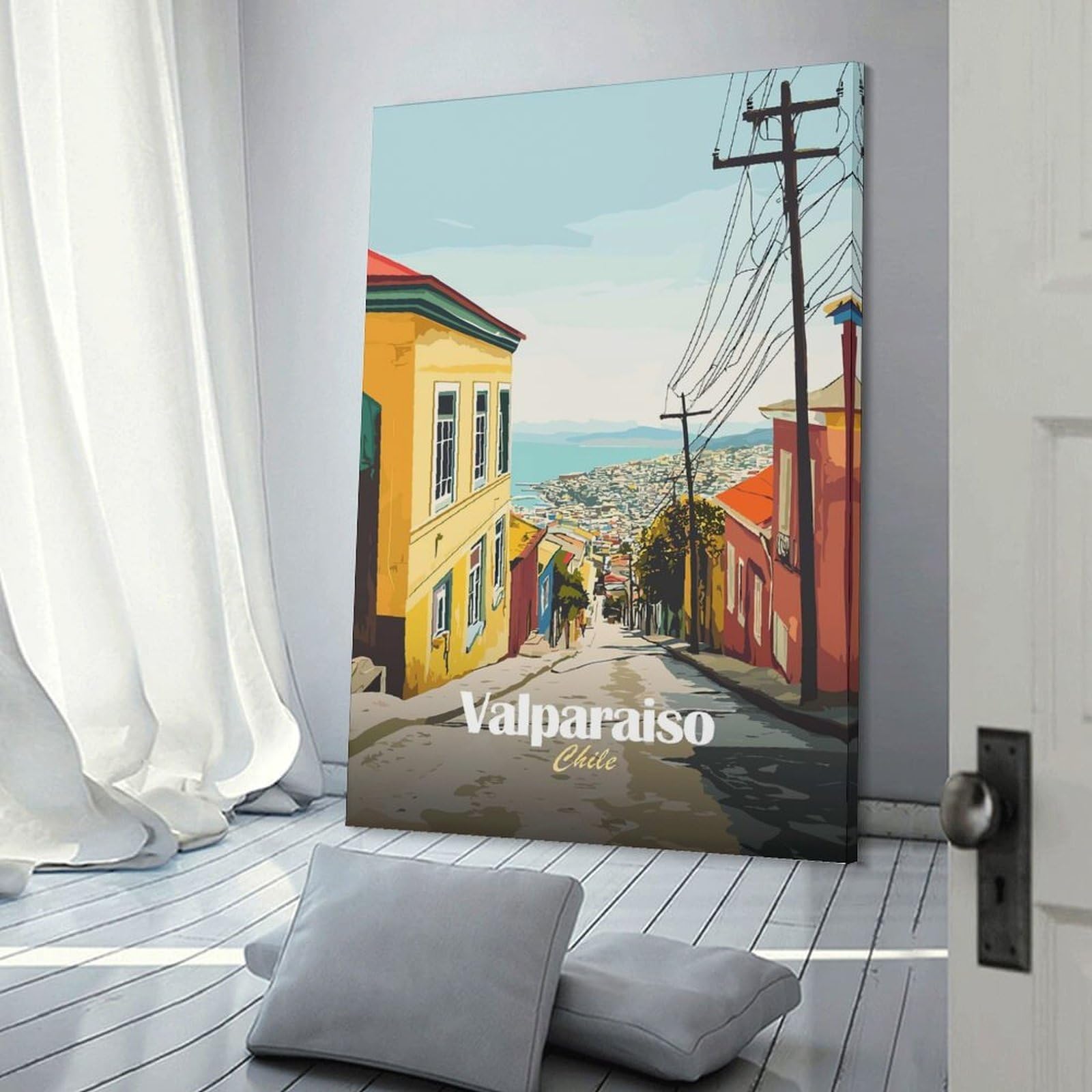 Junmoney Valparaiso, Chile Street View Home Decor Wall Art, 20x30inch(50x75cm), for Home, Office, Studio Or Guest Room, An Adaptable Decor Piece for Home Use