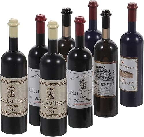 Miniatura 9 de Zerodeko 16 botellas de vino para casa de muñecas, muebles de casa de muñecas escala 1 12, mini botellas de vino tinto botellas de bebida en