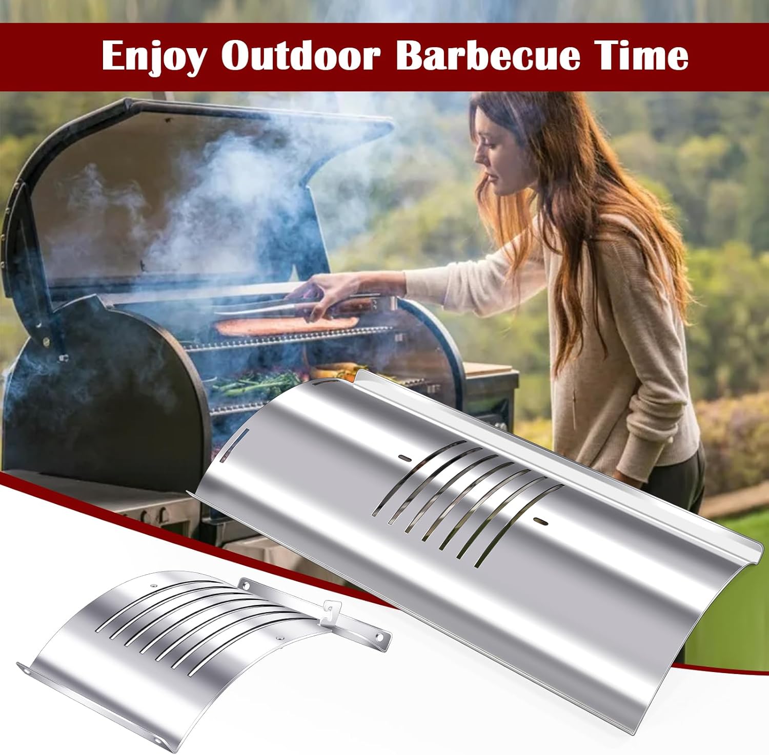 Hiorucet Flame Broiler Kit for Pit Boss Pellet Grills 1250 Series, Replacement Parts with Flame Broiler Slide Cover and Bottom Kits for Pit Boss PB1250CS, Grill Accessories for Pit Boss Pellet Smoker