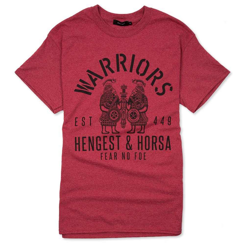 Senlak Warriors Hengest and Horsa Anglo-Saxon England T-Shirt (XX-Large, Heather Red)