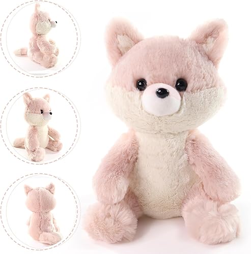 Miniatura 2 de Peluche de zorro, adorable peluche de zorro de juguete para niños y niñas, regalo de cumpleaños, guardería, hora de dormir, 10 pulgadas, rosa