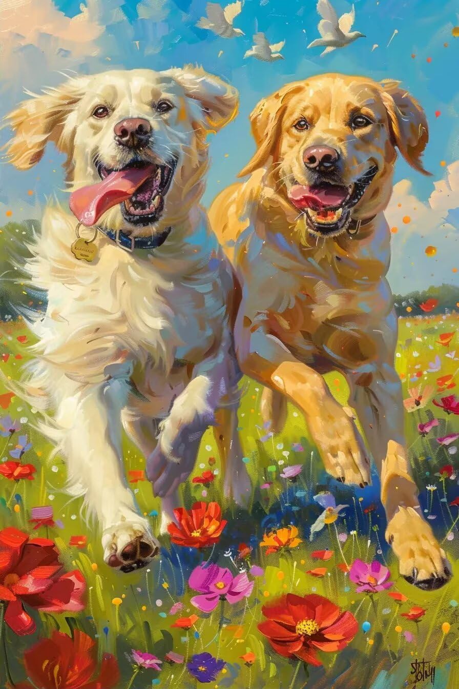 Prairie Running Dog Diamond Painting Kit, 5D Adult DIY Full Diamond Art, Home Wall Decor Gift for Animal Lovers 12x12 Inch